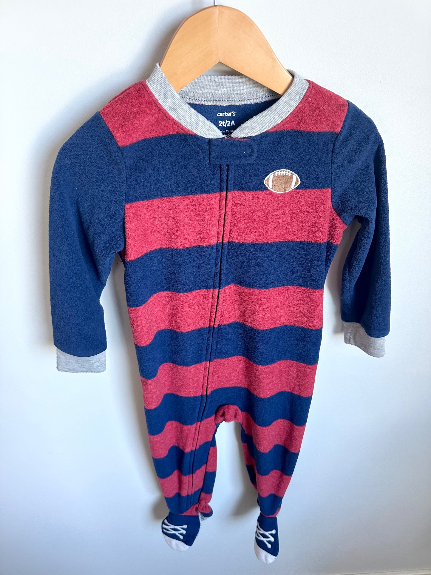 Fleece Striped Football Sleeper / 2T