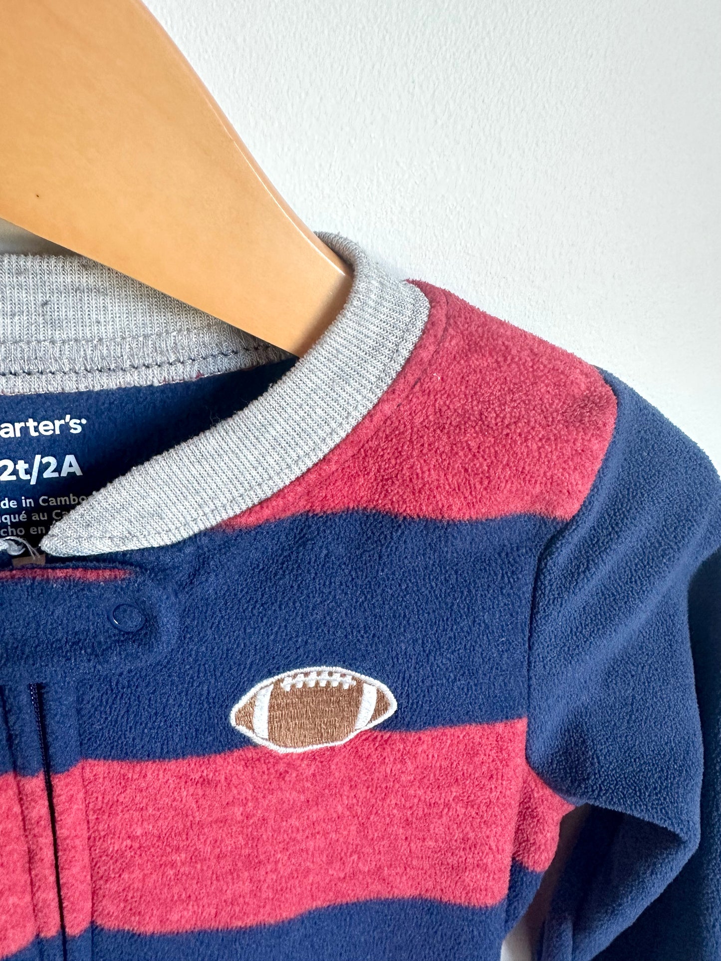 Fleece Striped Football Sleeper / 2T