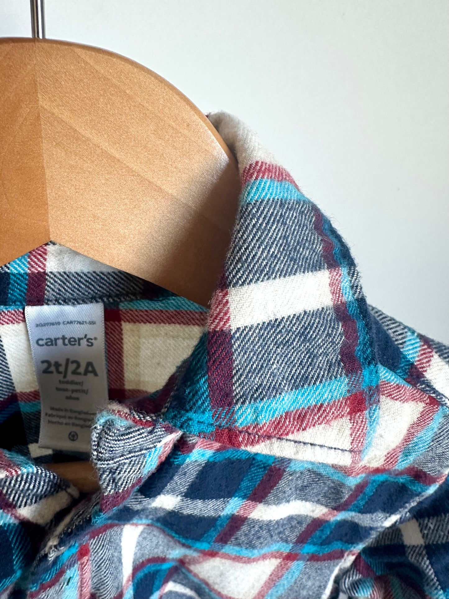 Blue + Red Striped Flannel / 2T