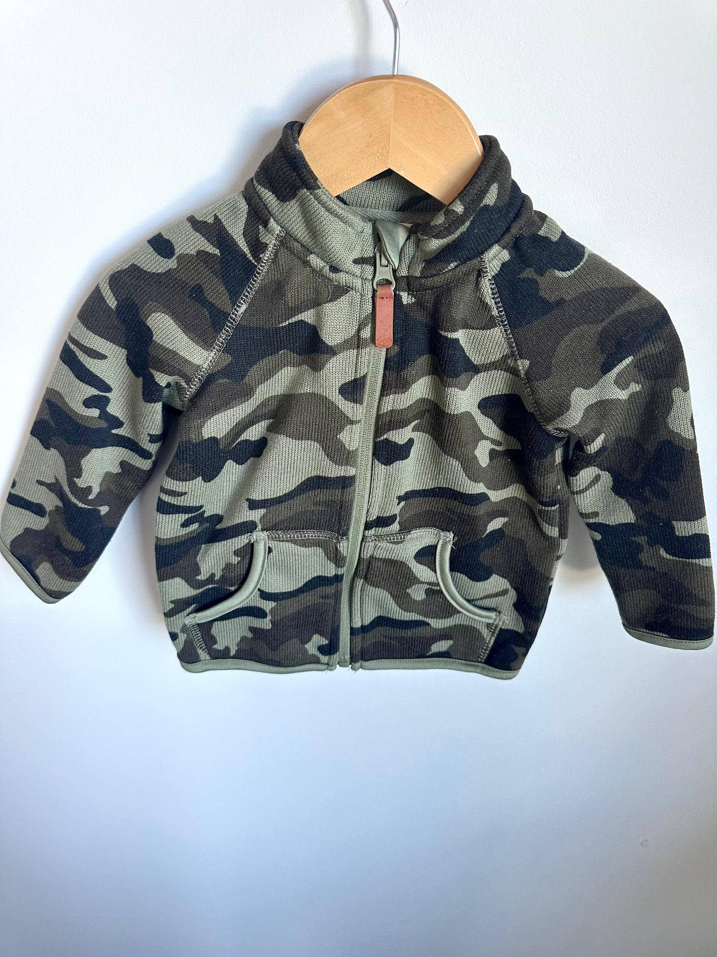 Green Camo Zip Up Sweater / 18-24m