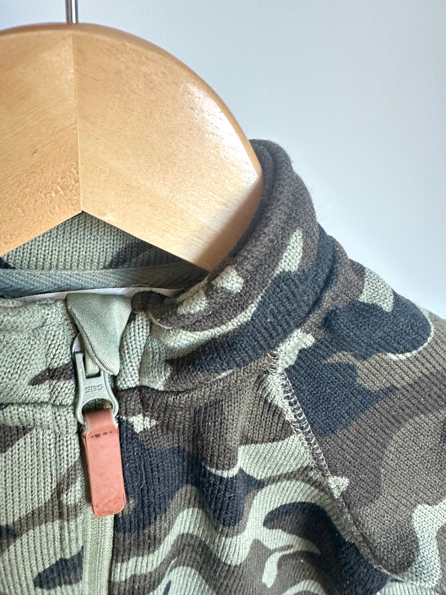 Green Camo Zip Up Sweater / 18-24m