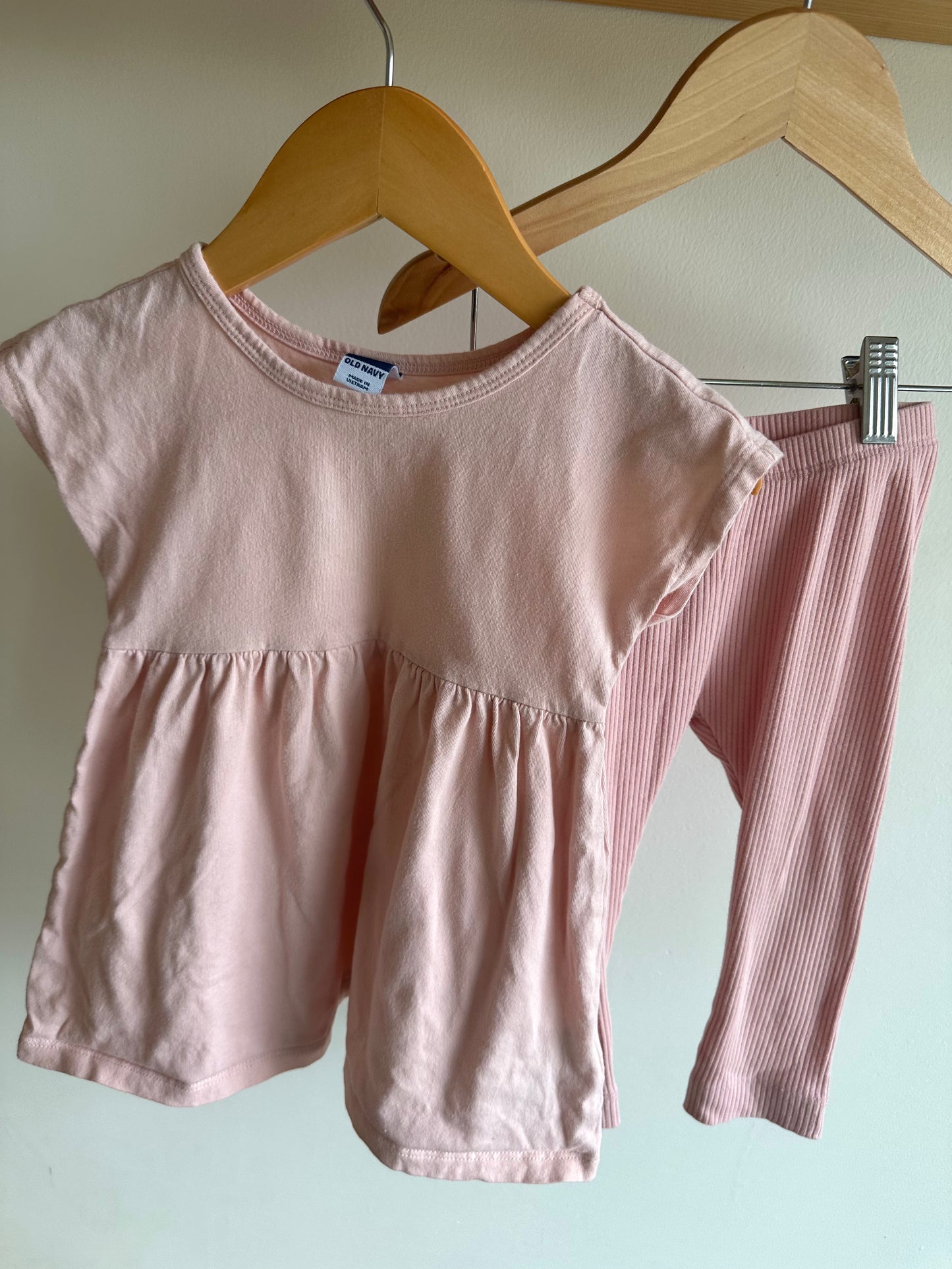 Pink Peplum Top + Leggings Set / 18-24m