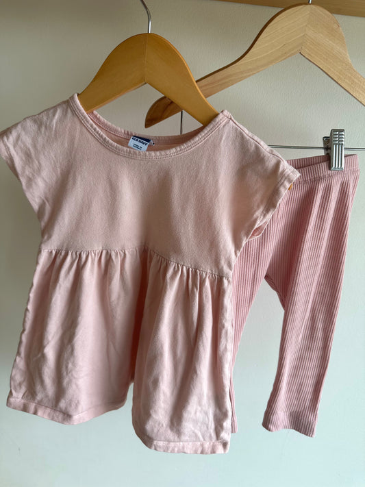 Pink Peplum Top + Leggings Set / 18-24m
