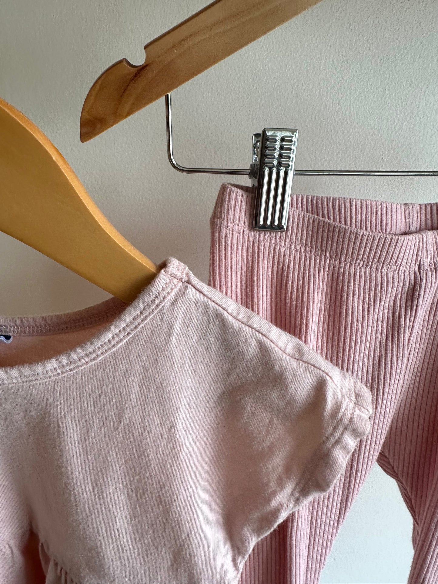 Pink Peplum Top + Leggings Set / 18-24m