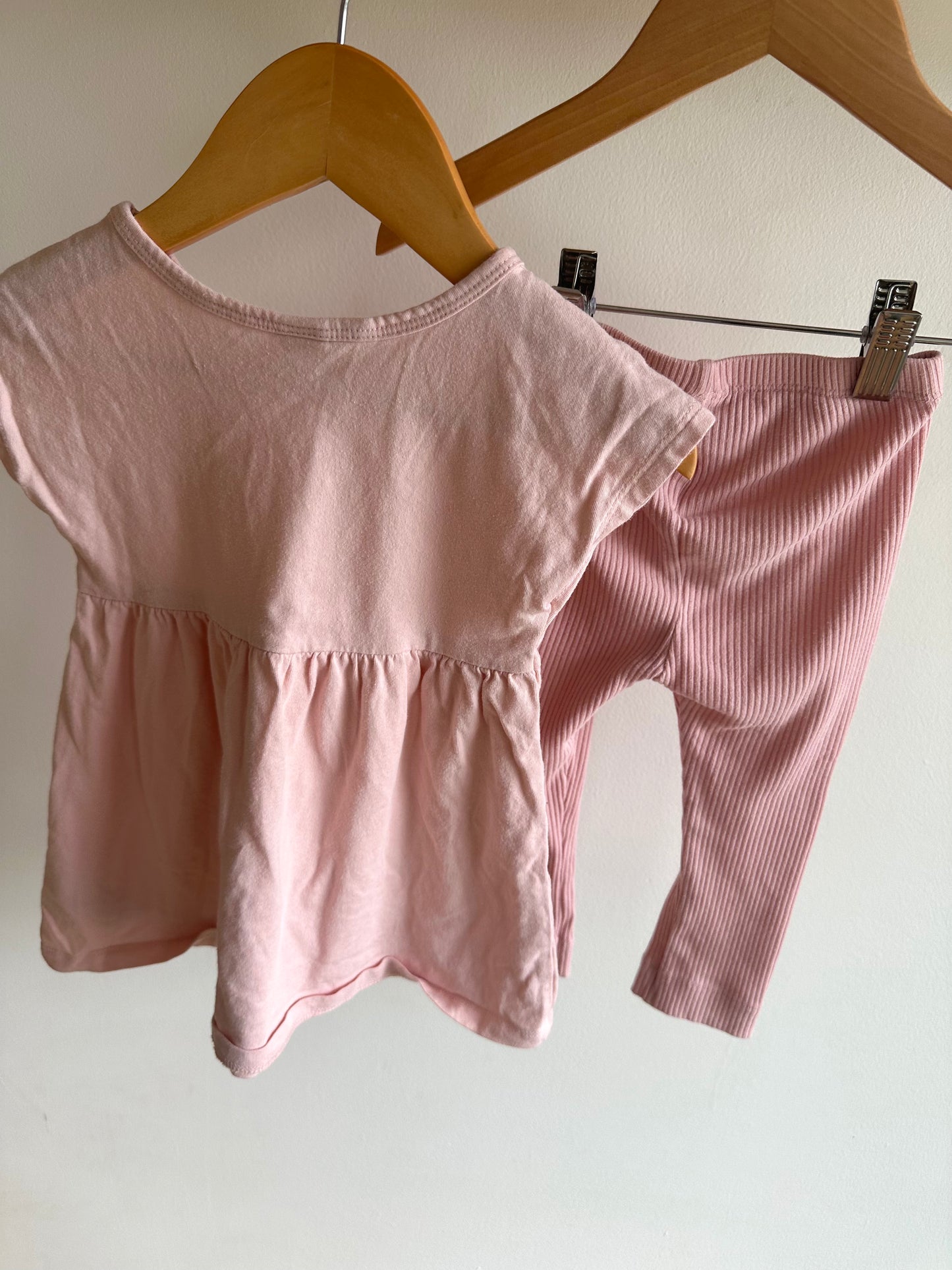 Pink Peplum Top + Leggings Set / 18-24m