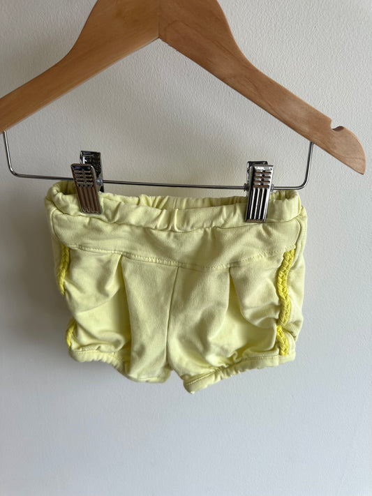 Yellow Bloomer Knot Detail Shorts / 12-18m