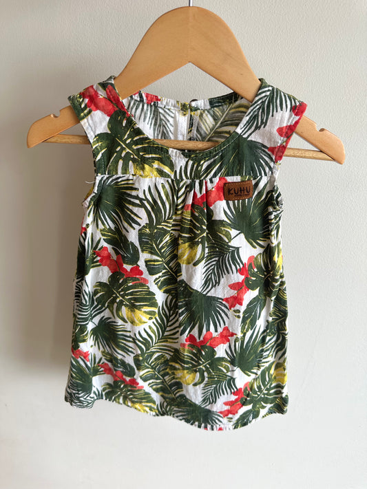 Kuhu Tropical Palm Leaves Dress / 24m?