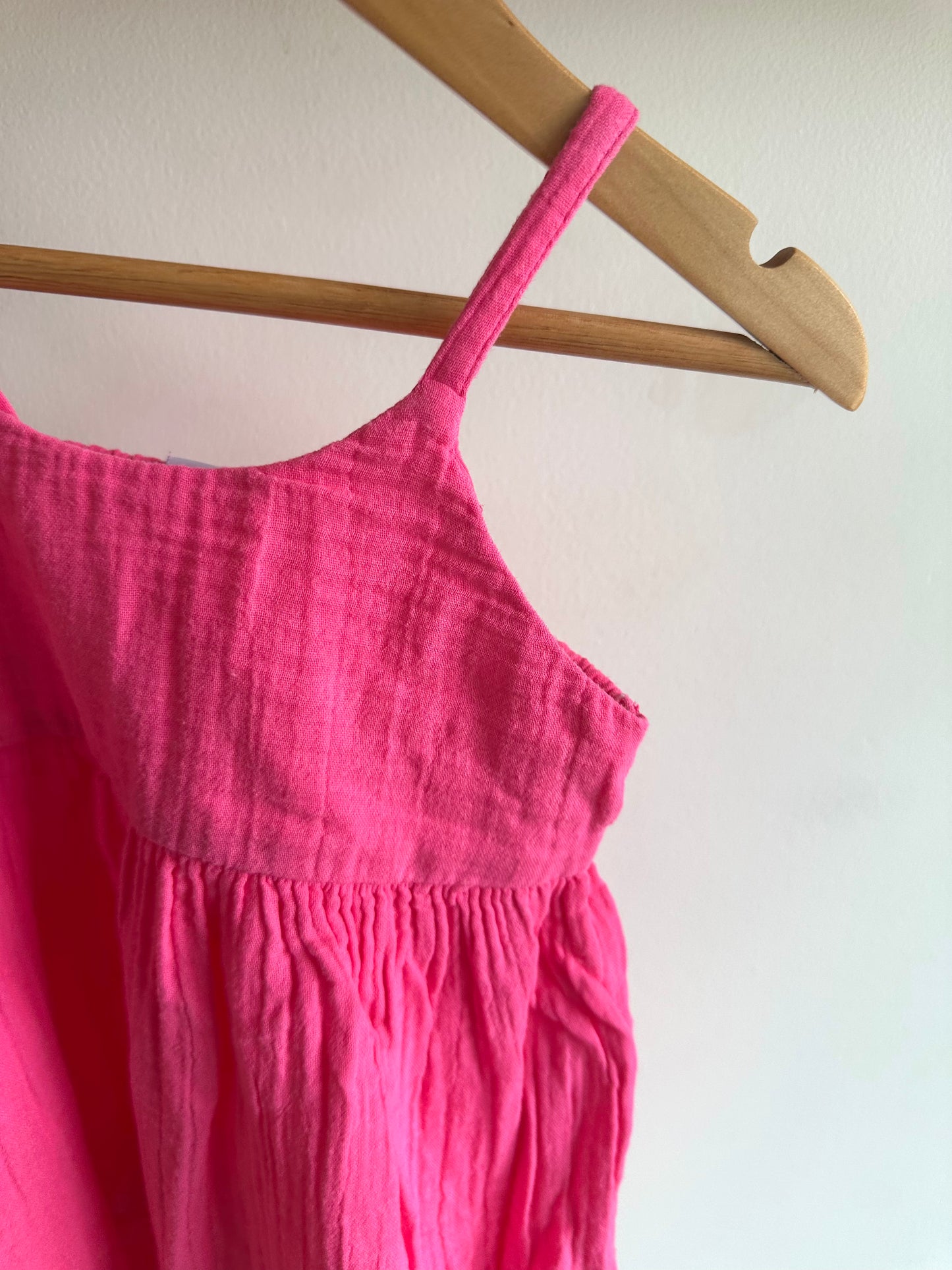 Pink Palm Tree Embroidered Dress / 2T