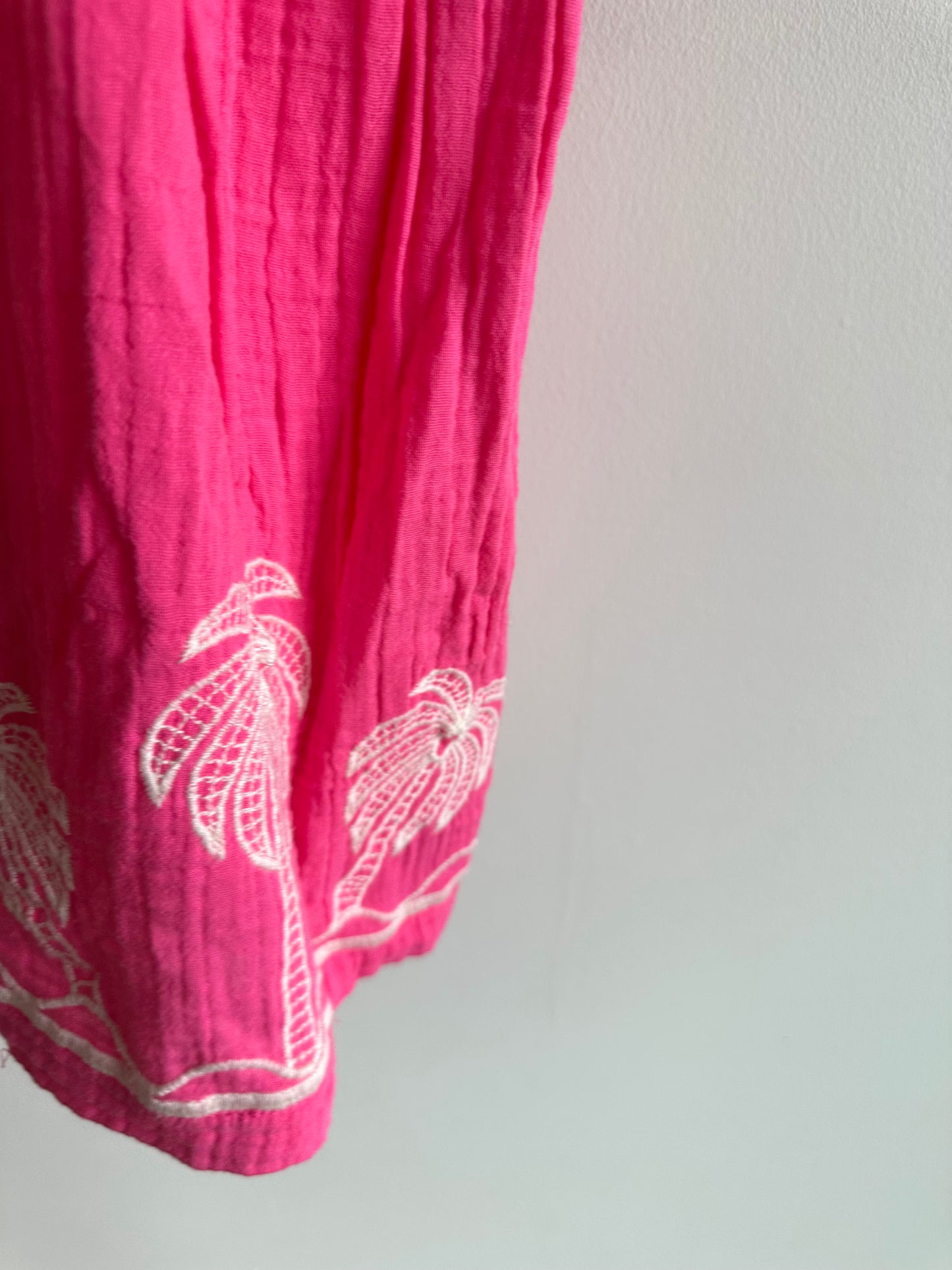 Pink Palm Tree Embroidered Dress / 2T