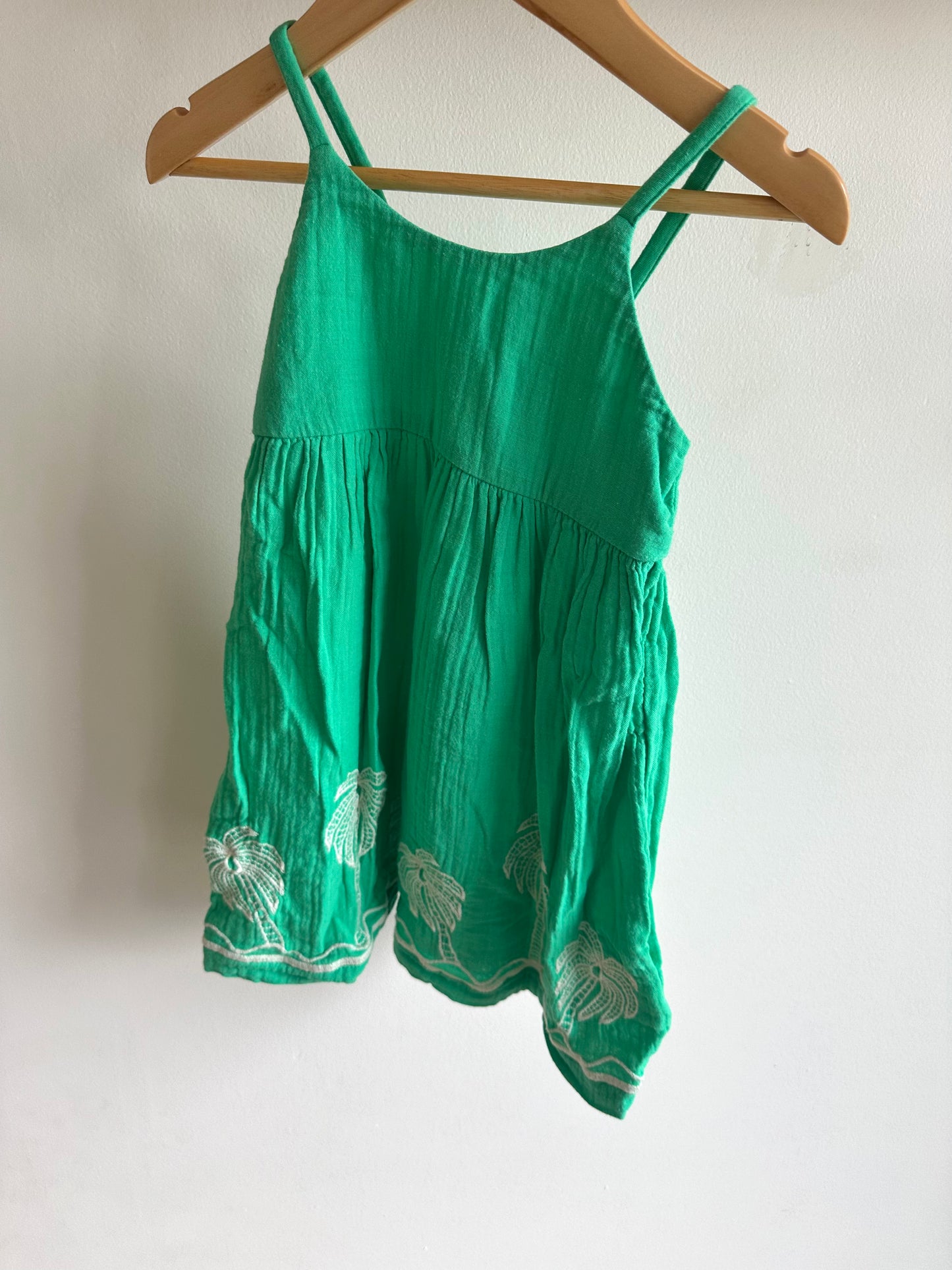 Pink Palm Tree Embroidered Dress / 2T