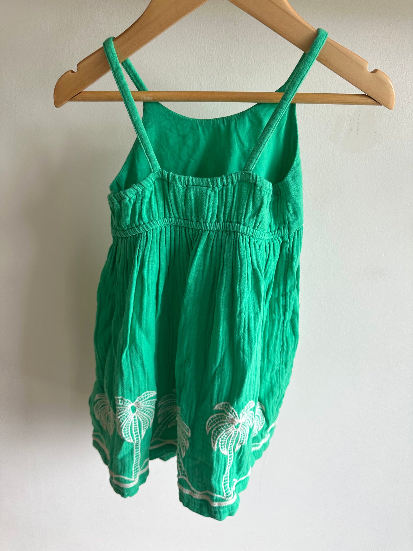 Pink Palm Tree Embroidered Dress / 2T