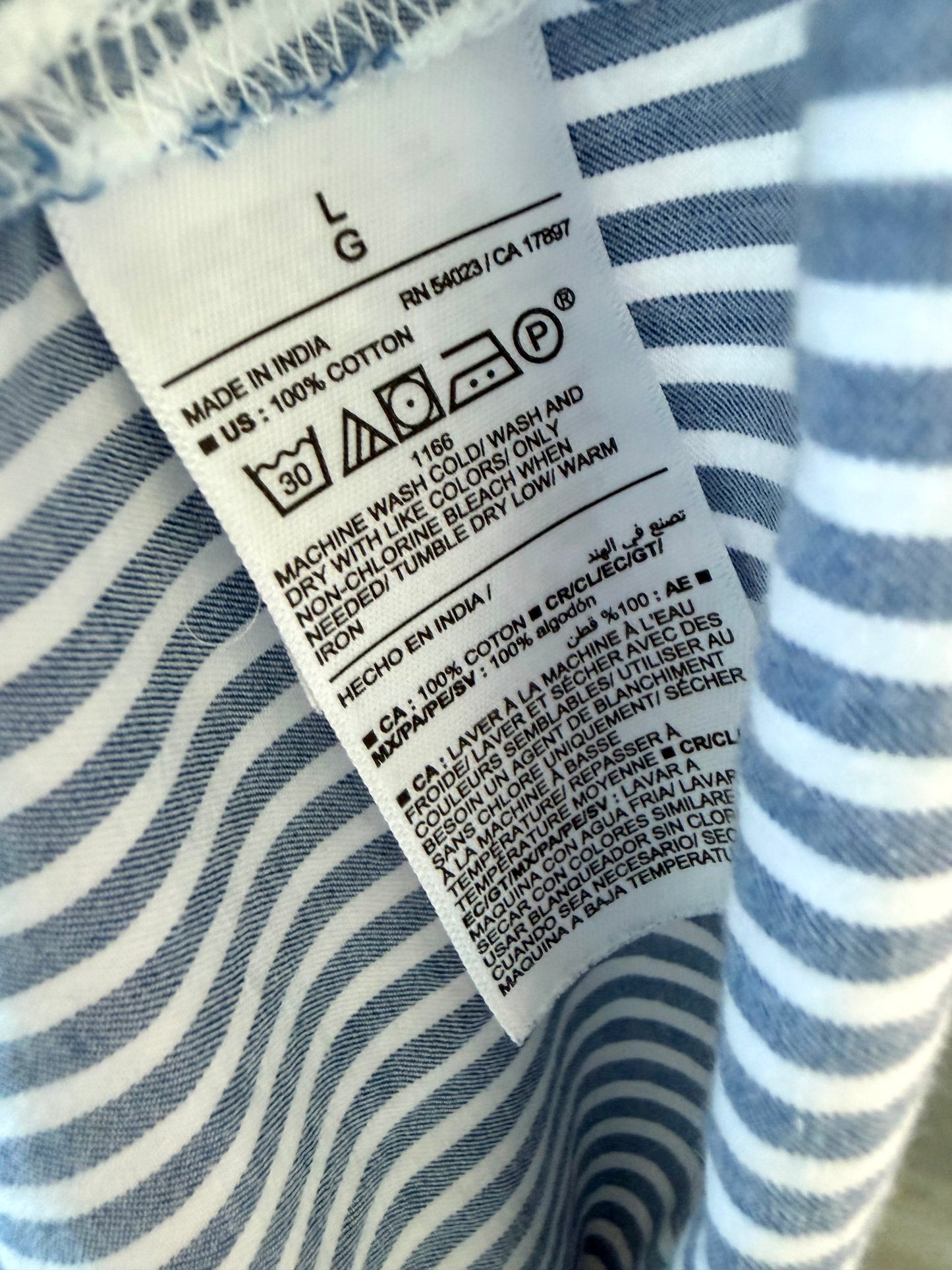 Striped Button Up Maternity Top / Large