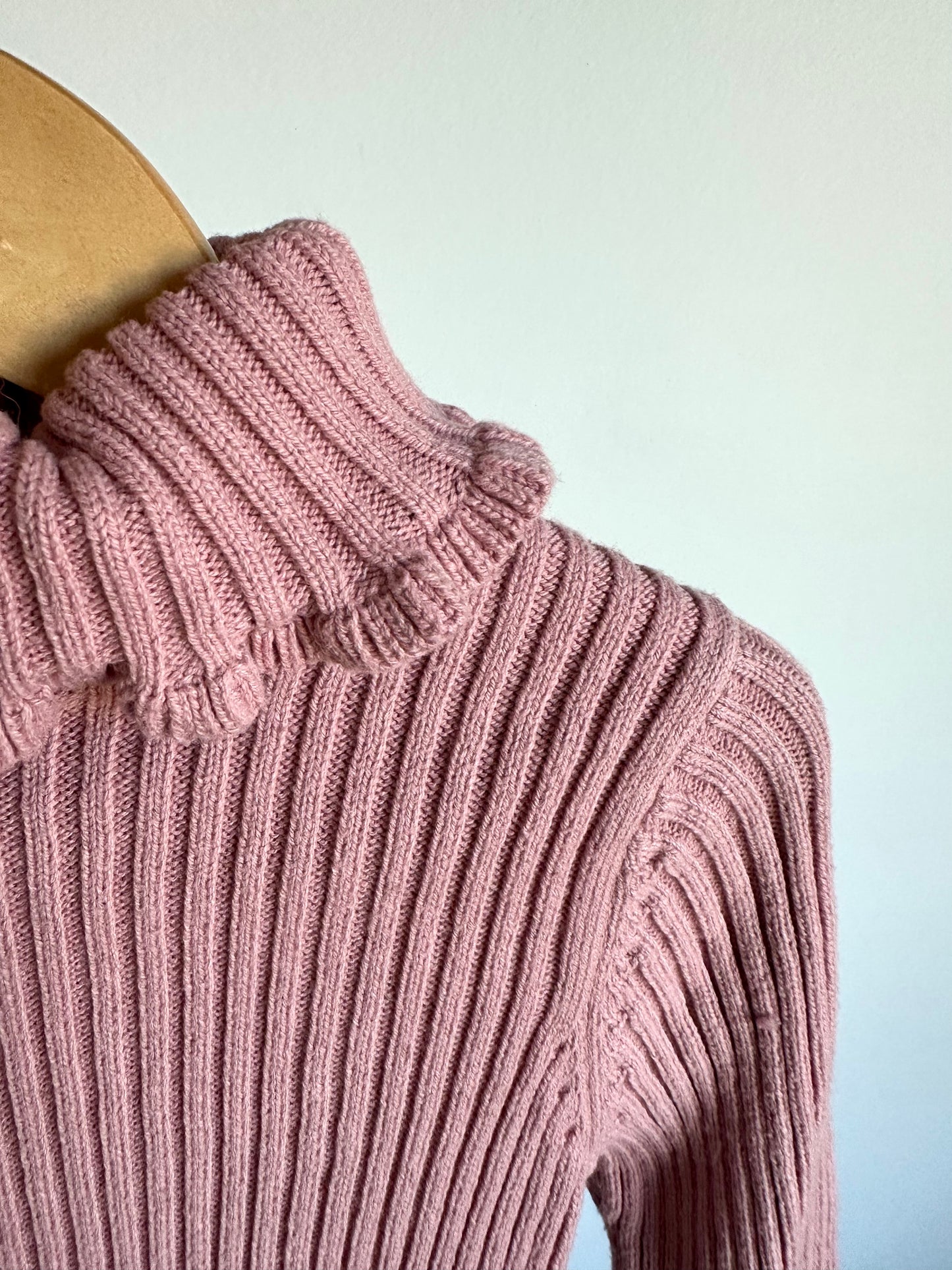 Pink Rib Knit Turtle Neck Dress / 7-8 years