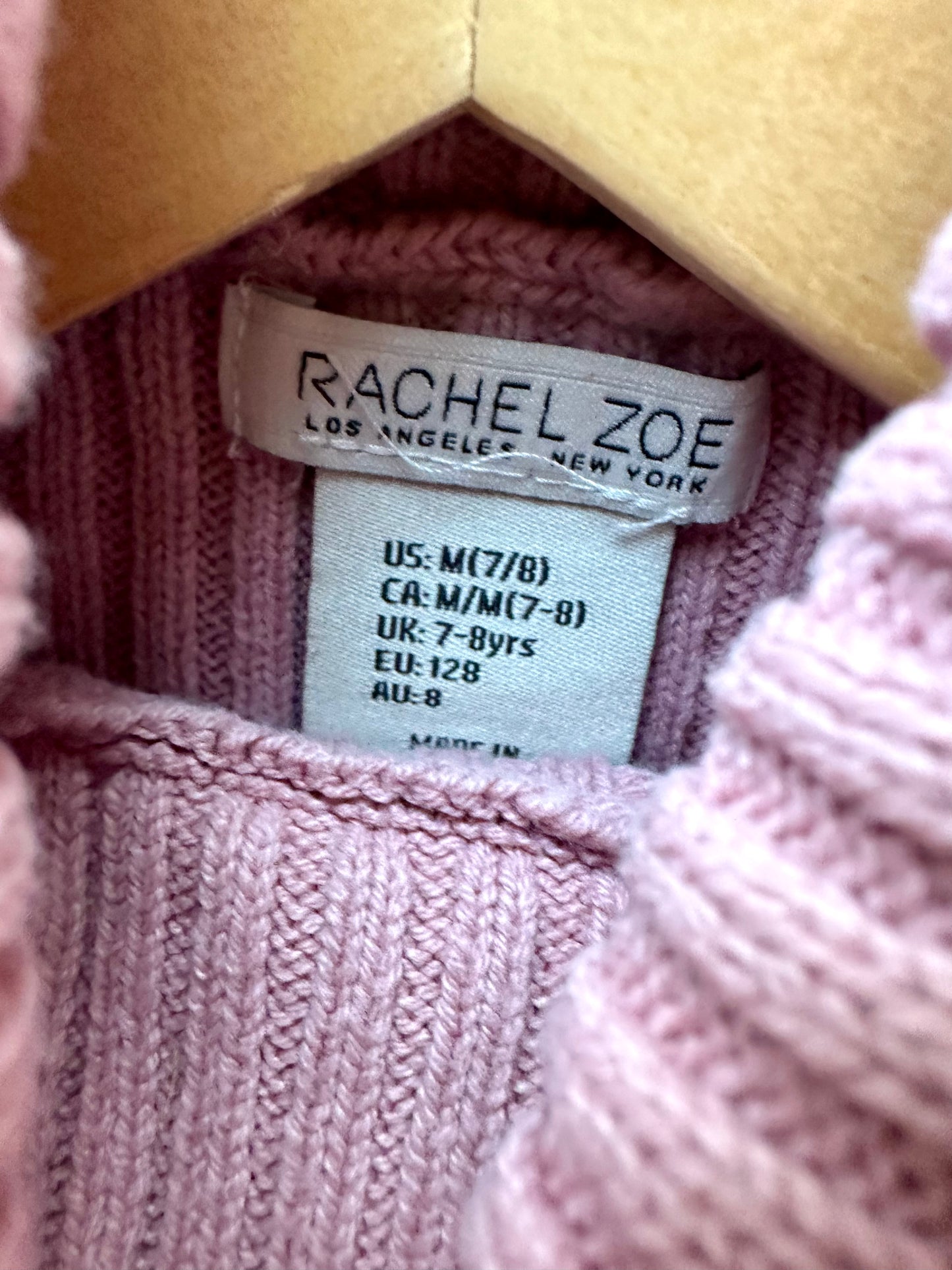 Pink Rib Knit Turtle Neck Dress / 7-8 years