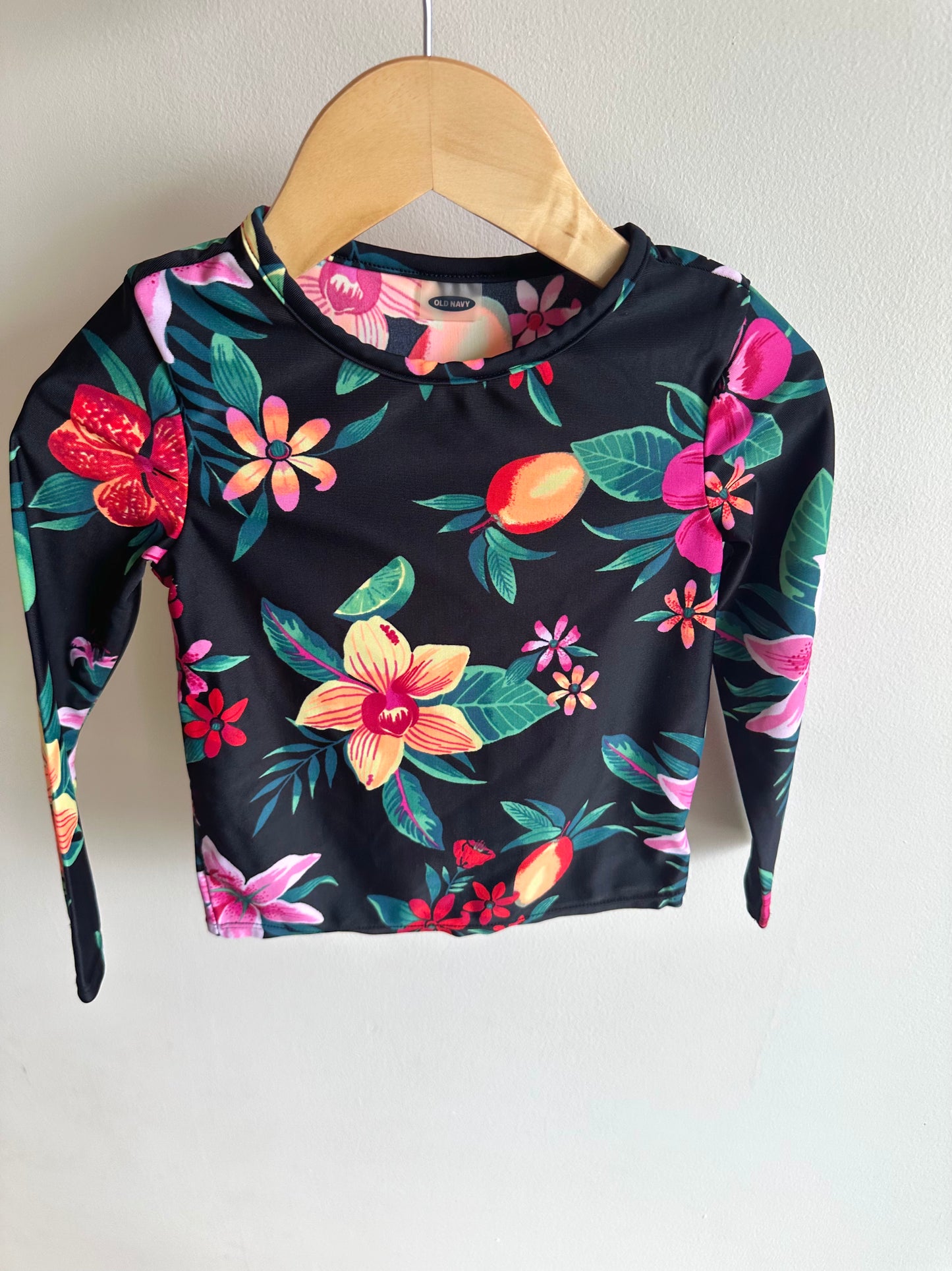 Black Tropical Swim Top / 2T?