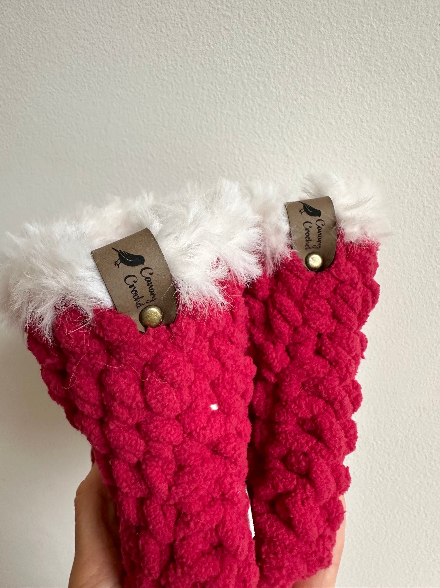 Handcrafted Red Crochet Slippers / 6-12m