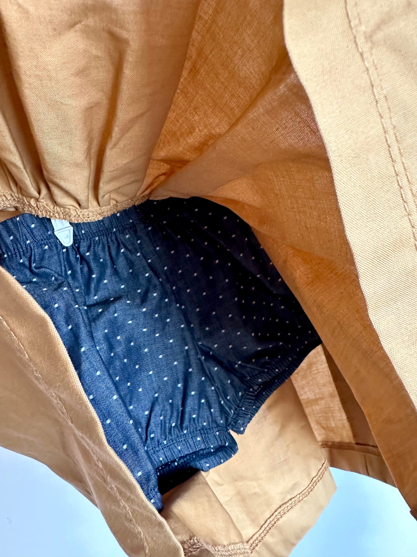 Sandstone Dress + Polka Dot Shorts Set / 12-24m