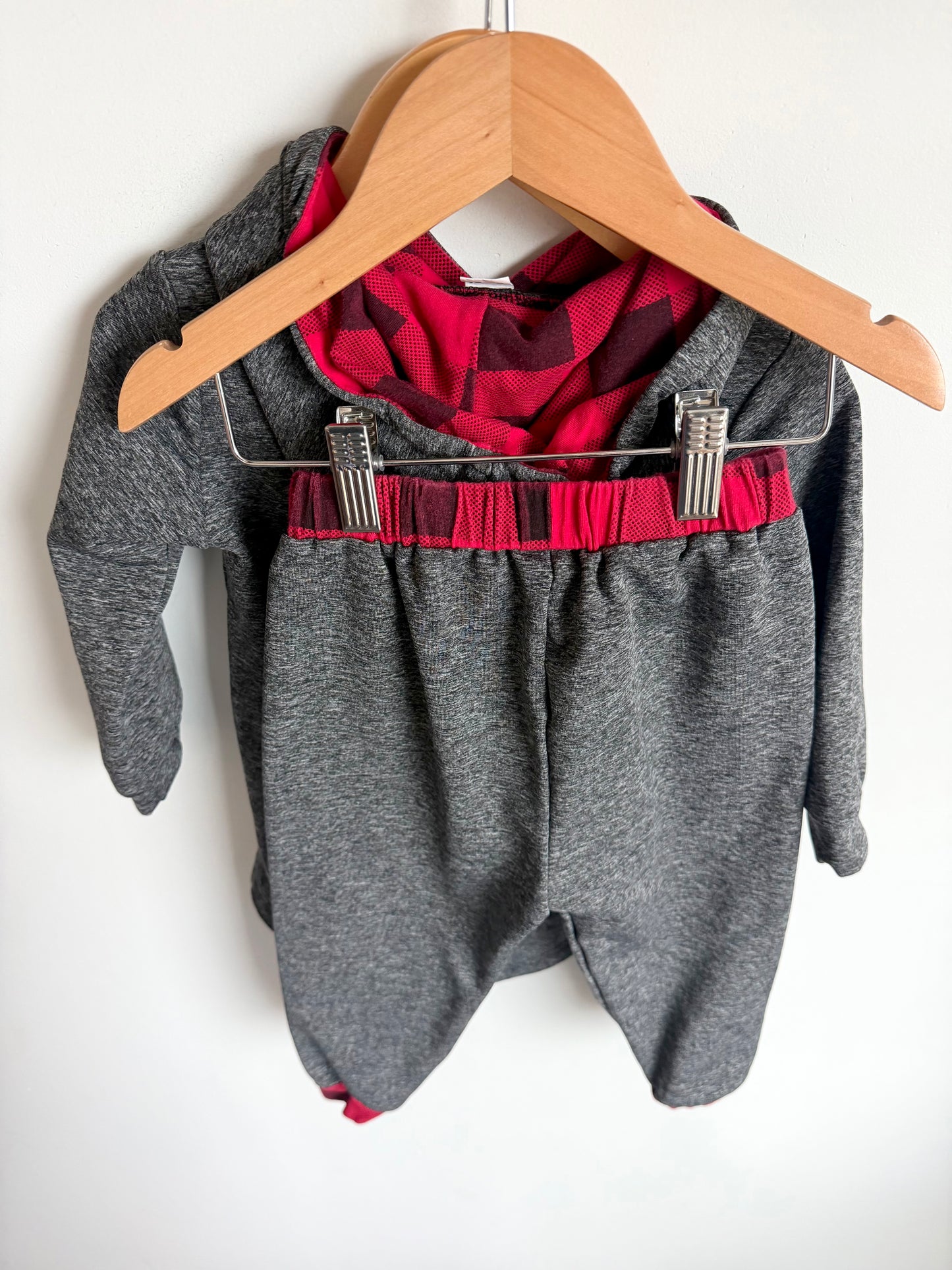 Grey with Red Accent Hoodie + Pants Set / 3T