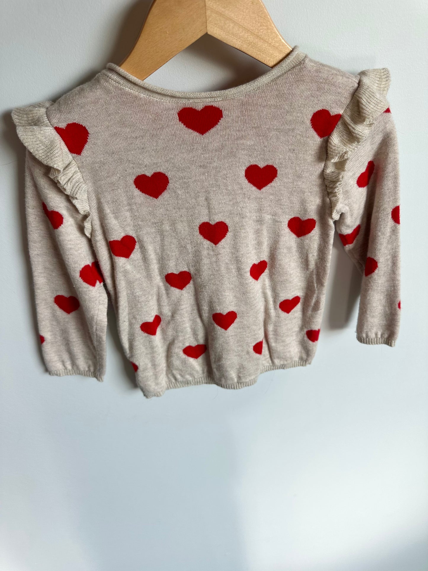 Heart Ruffle Sleeve Sweater / 12-18m