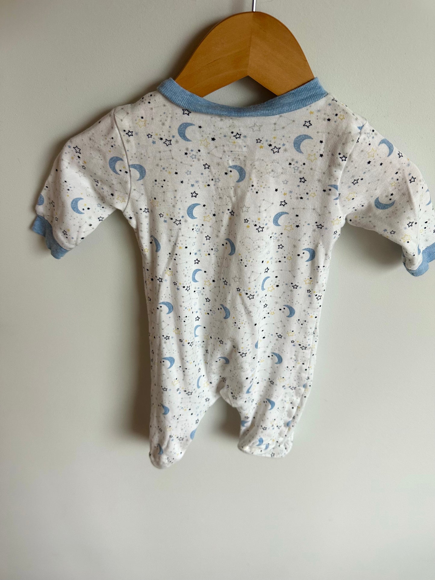 Moon Footed Blue Trim Sleeper / 0-3m