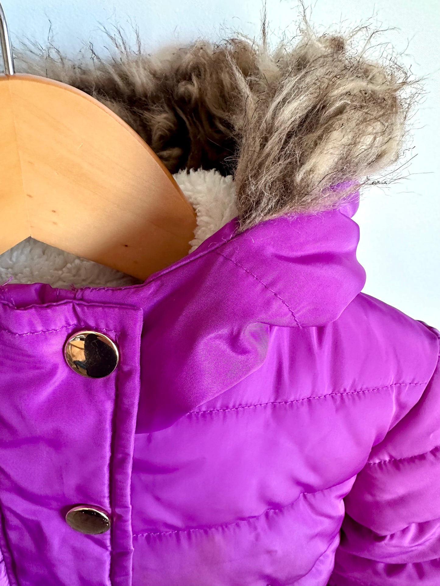 Purple Hooded Puffer Jacket / 4-5 years