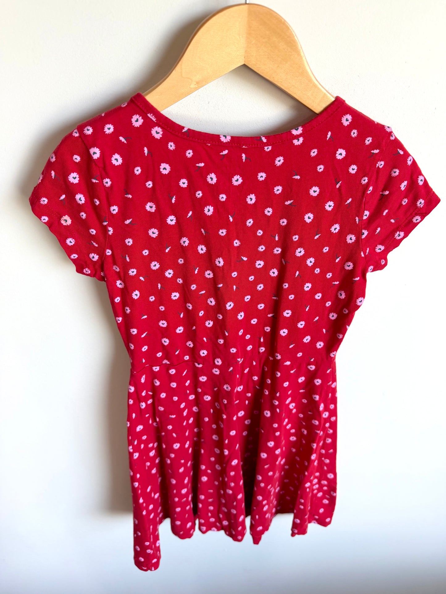 Red Floral T-Shirt Dress / 7-8 years