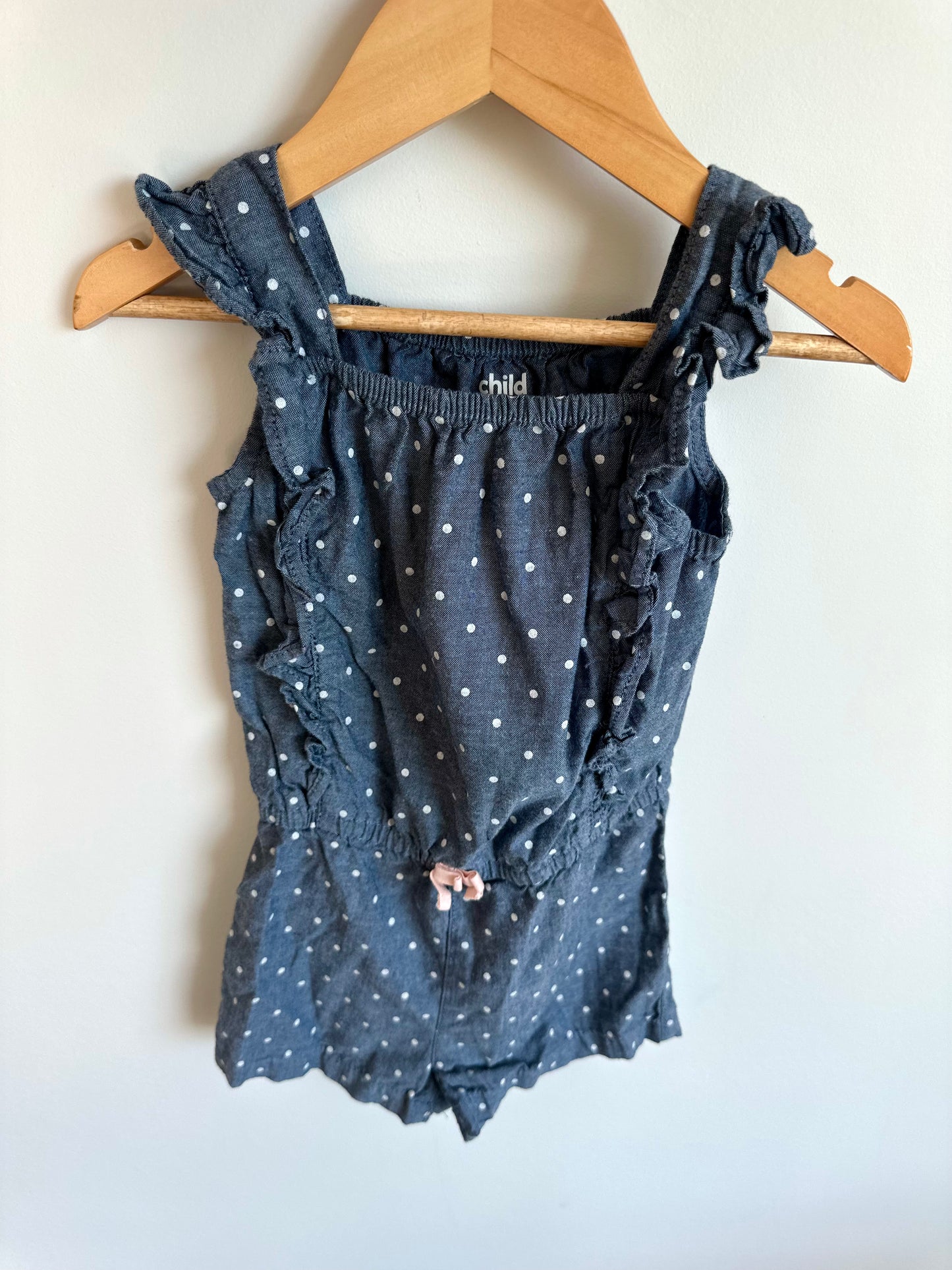 Chambray Dotted Romper / 4T
