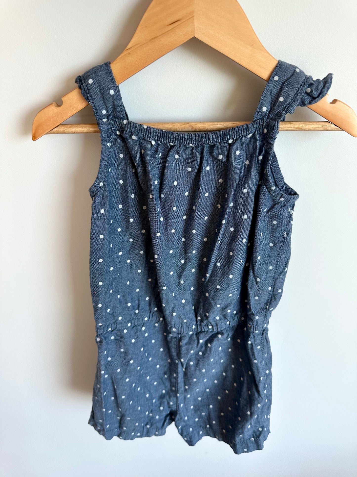 Chambray Dotted Romper / 4T