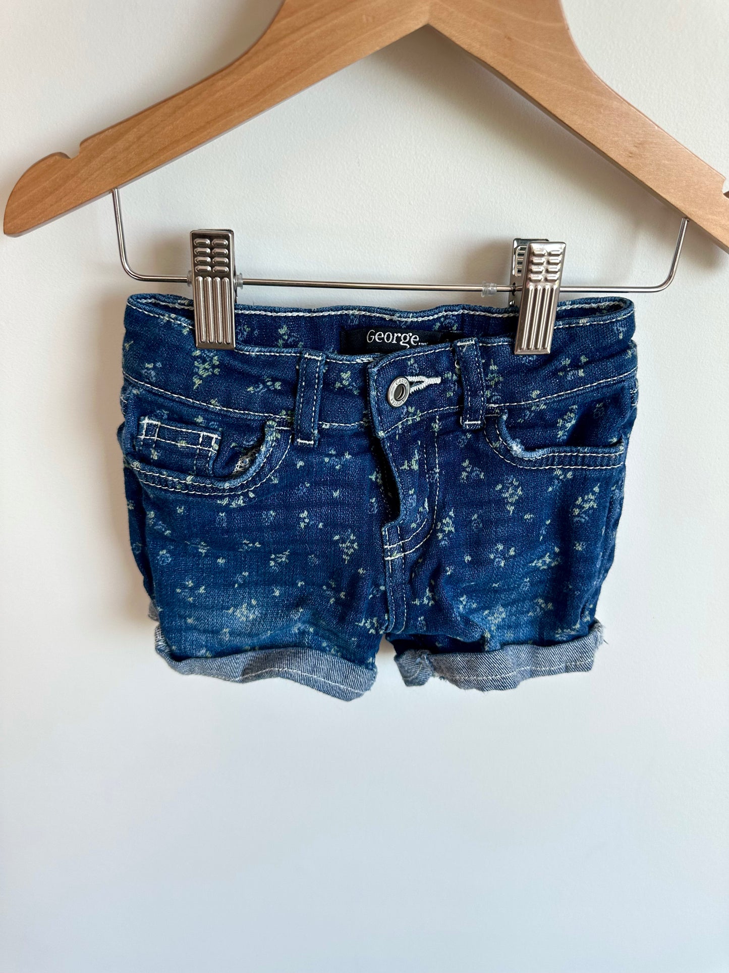 Denim Floral Shorts / 4T