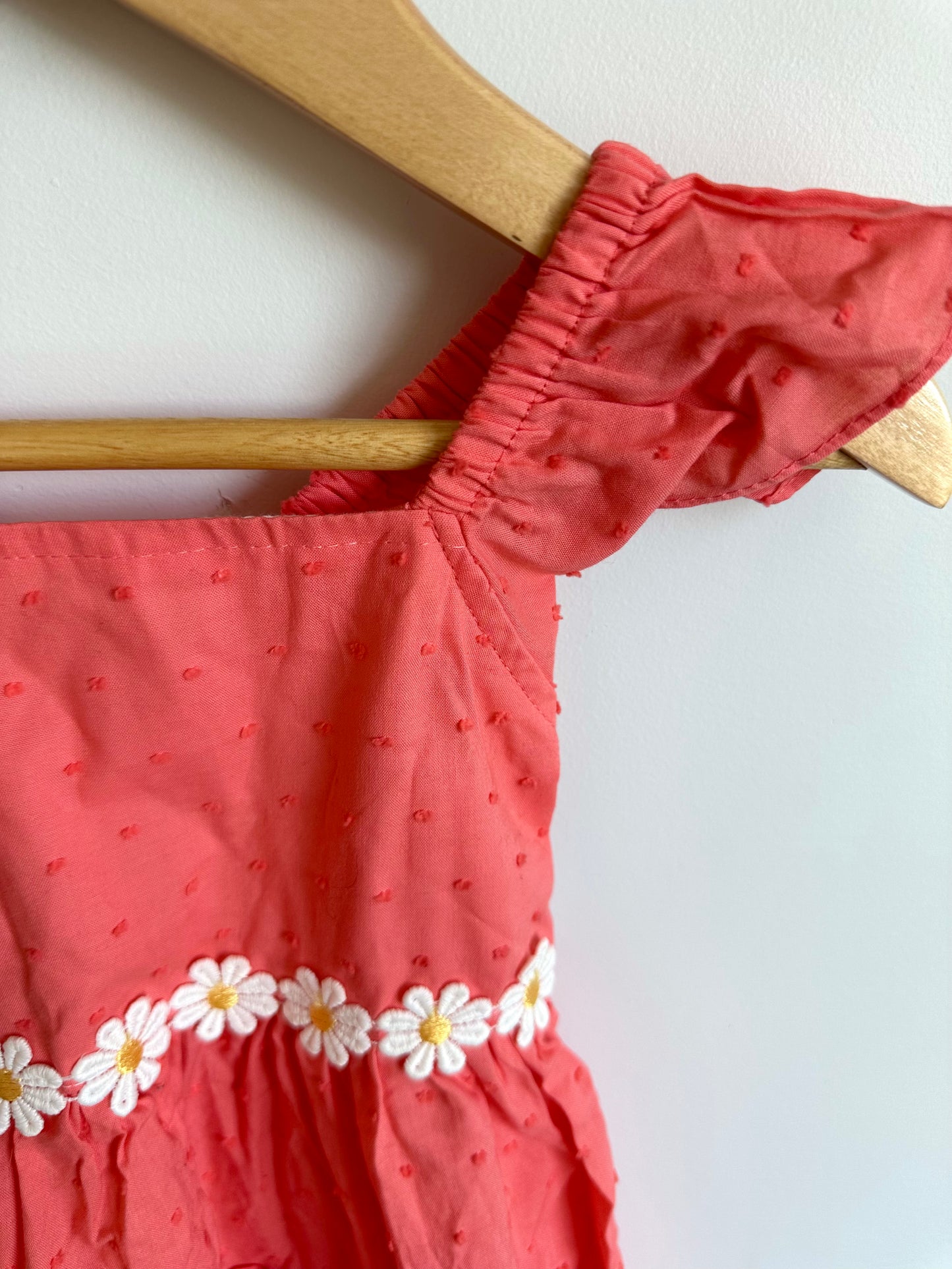Dotted Peach Daisy Dress / 18m