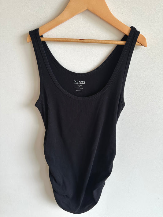 Black Ribbed Maternity Tank / Small