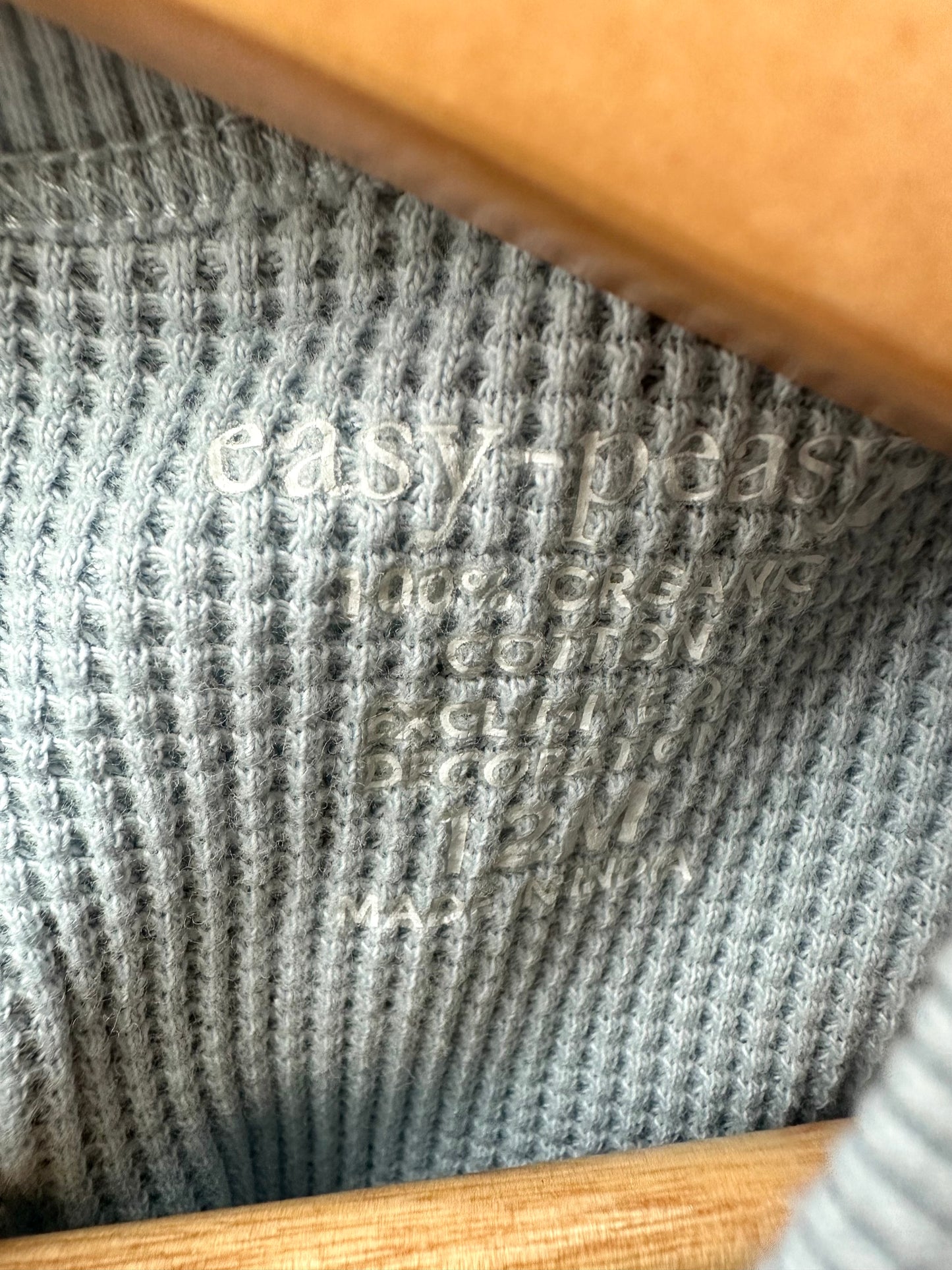 Blue Organic Starfish Waffle Romper / 12m