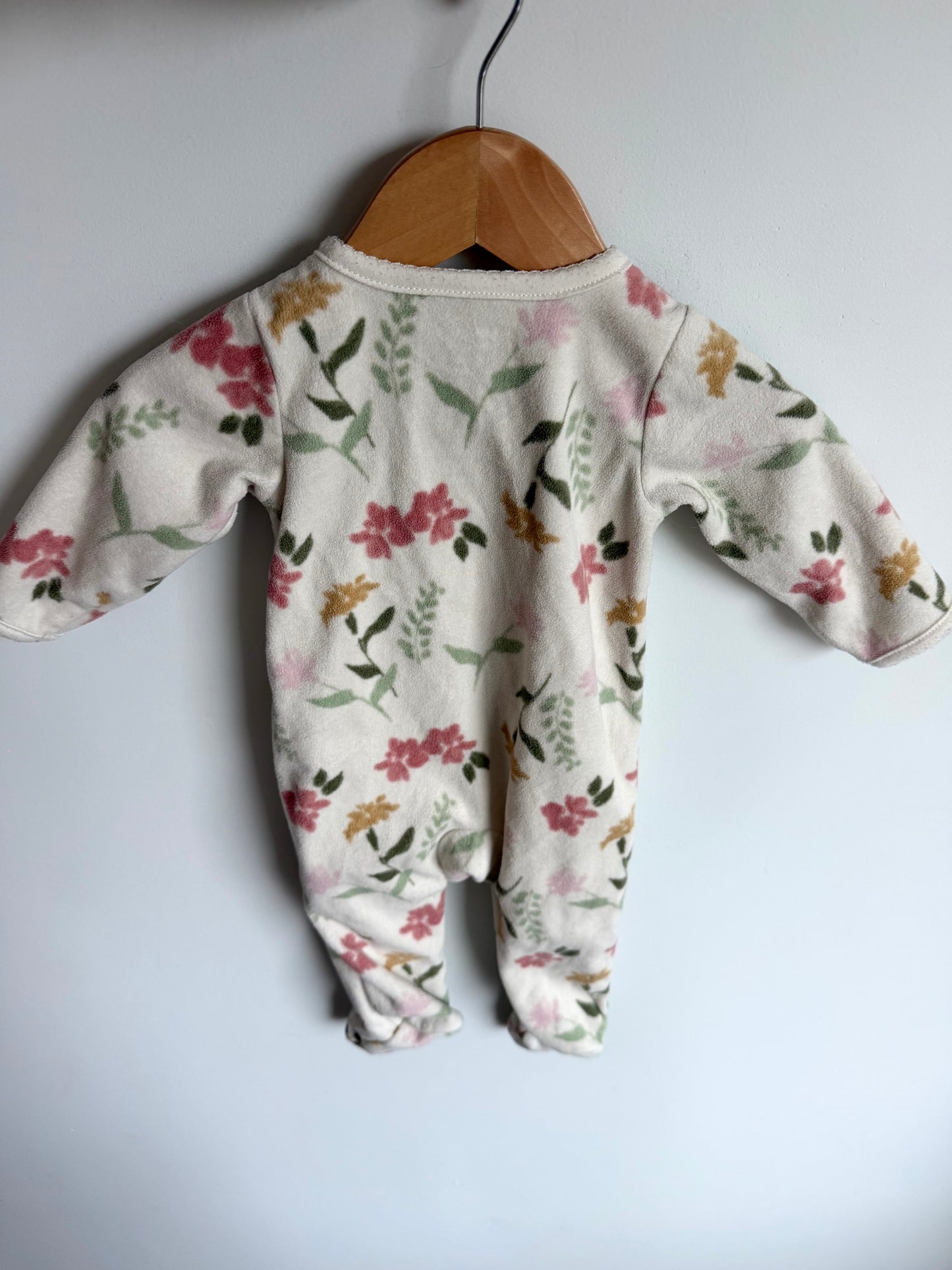 Cream Floral Fleece Sleeper / 3-6m