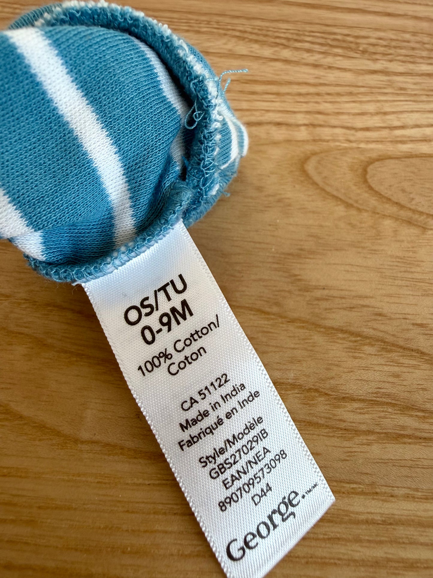 Blue Striped Mits / 0-9m