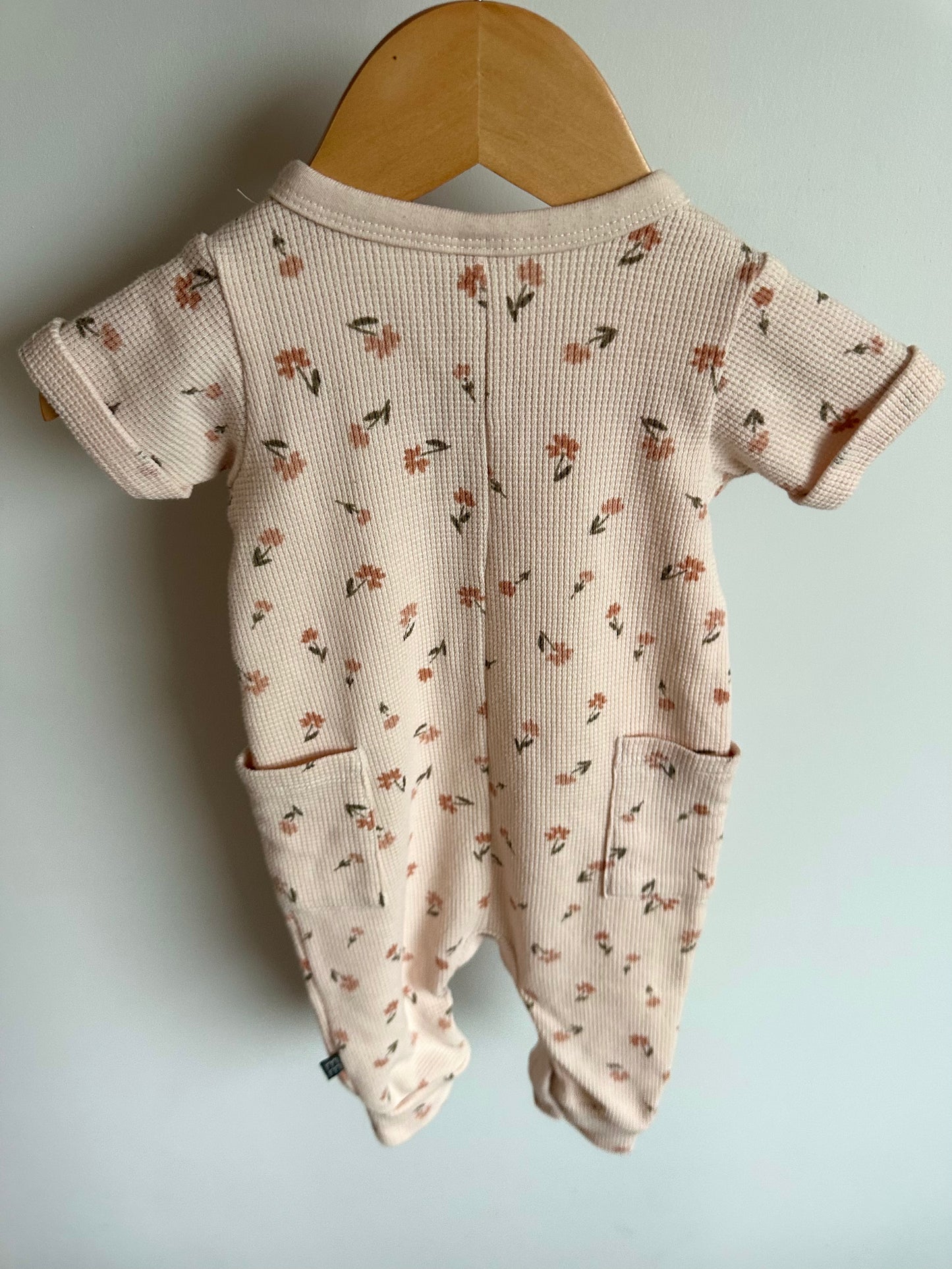 Waffle Floral Tan Pocket Jumpsuit / 6-9m