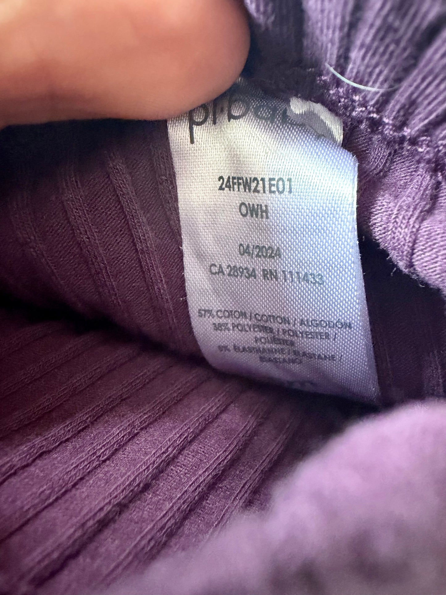 Purple Ribbed Leggings / 3-6m