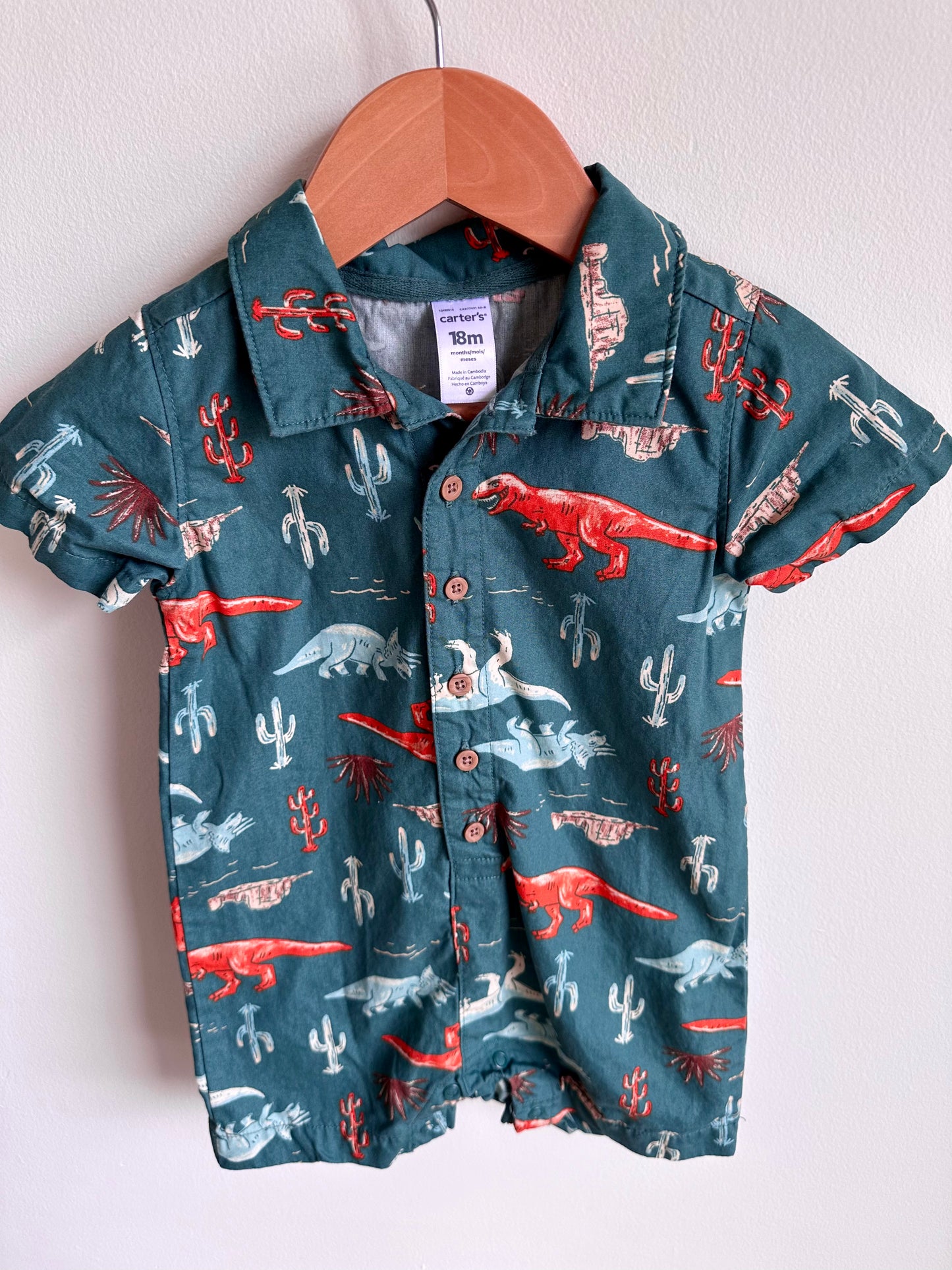 Green Dinosaur Romper / 18m