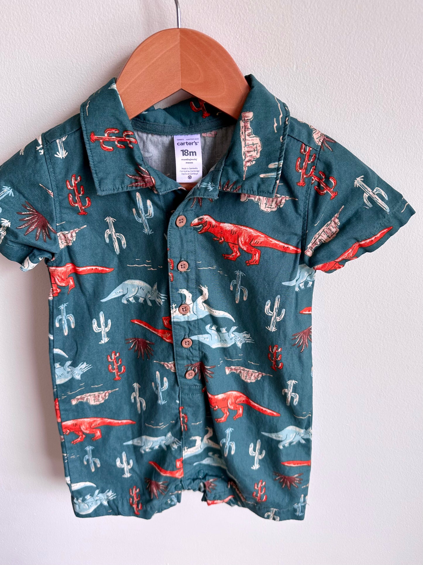 Green Dinosaur Romper / 18m