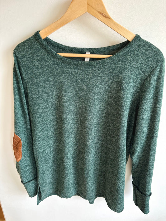 Stretchy Green Long Sleeve Maternity Top / Medium