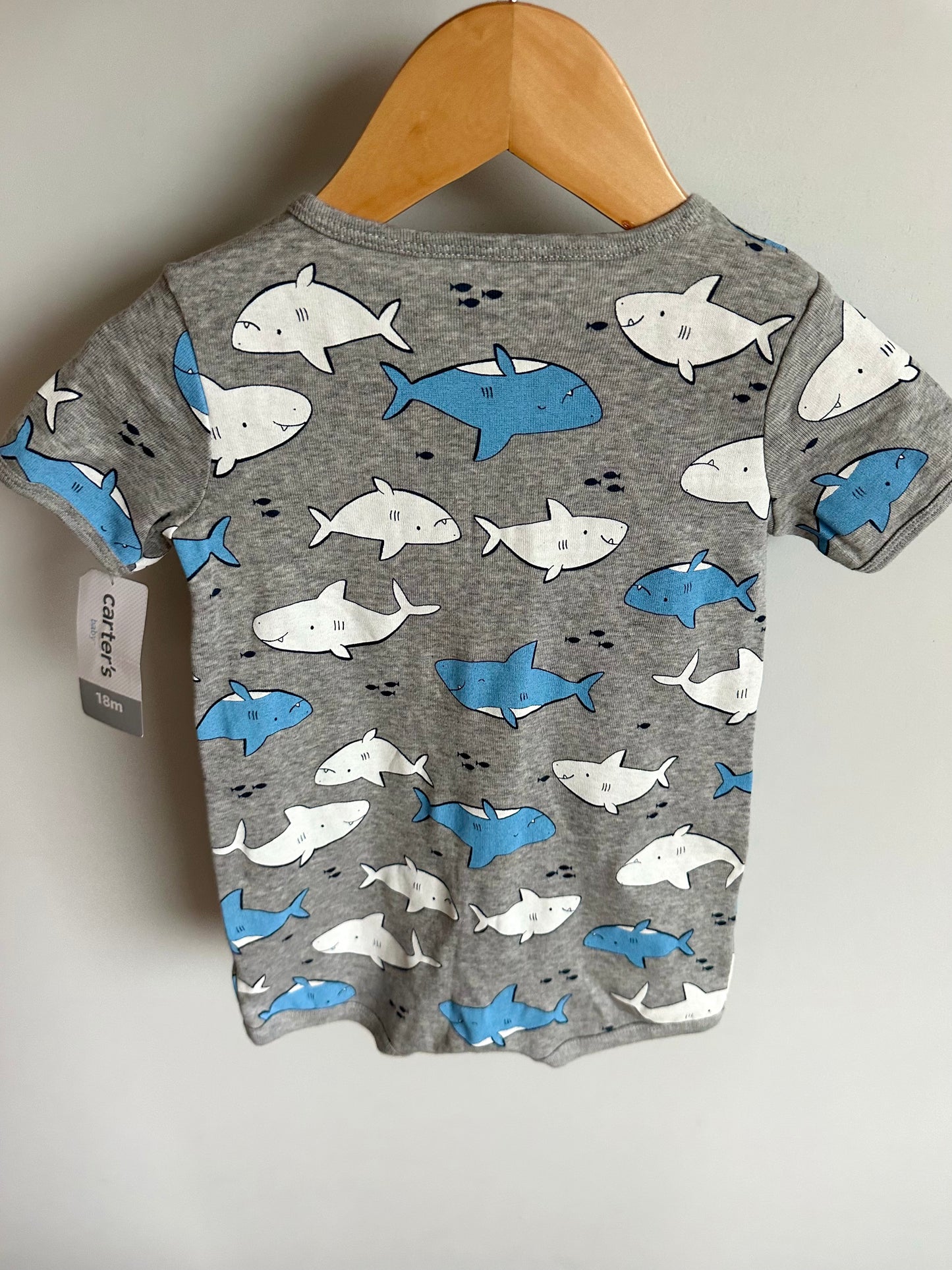 Shark Grey Romper (With tags) / 18m
