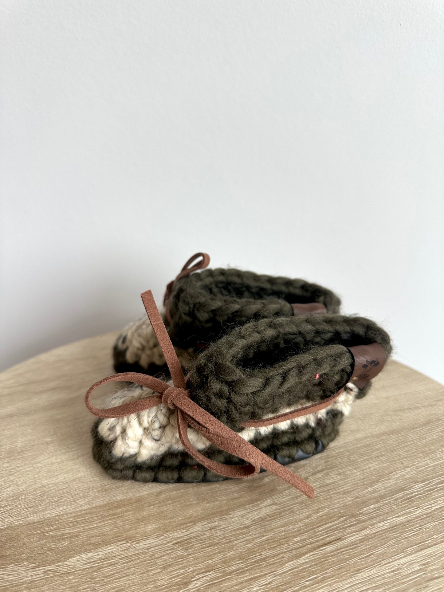 Green + Grey Knit Mocs / 3-12m