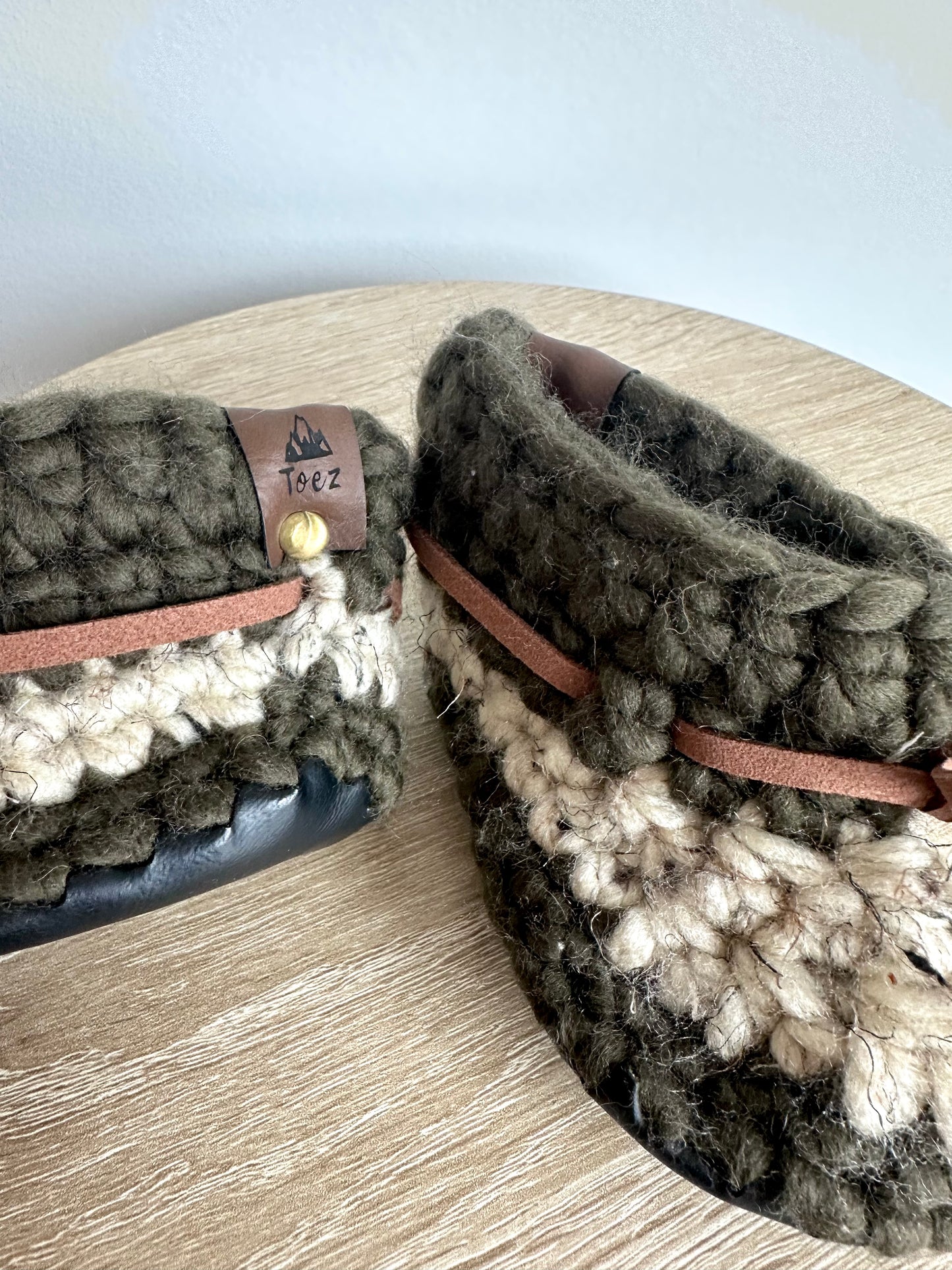 Green + Grey Knit Mocs / 3-12m