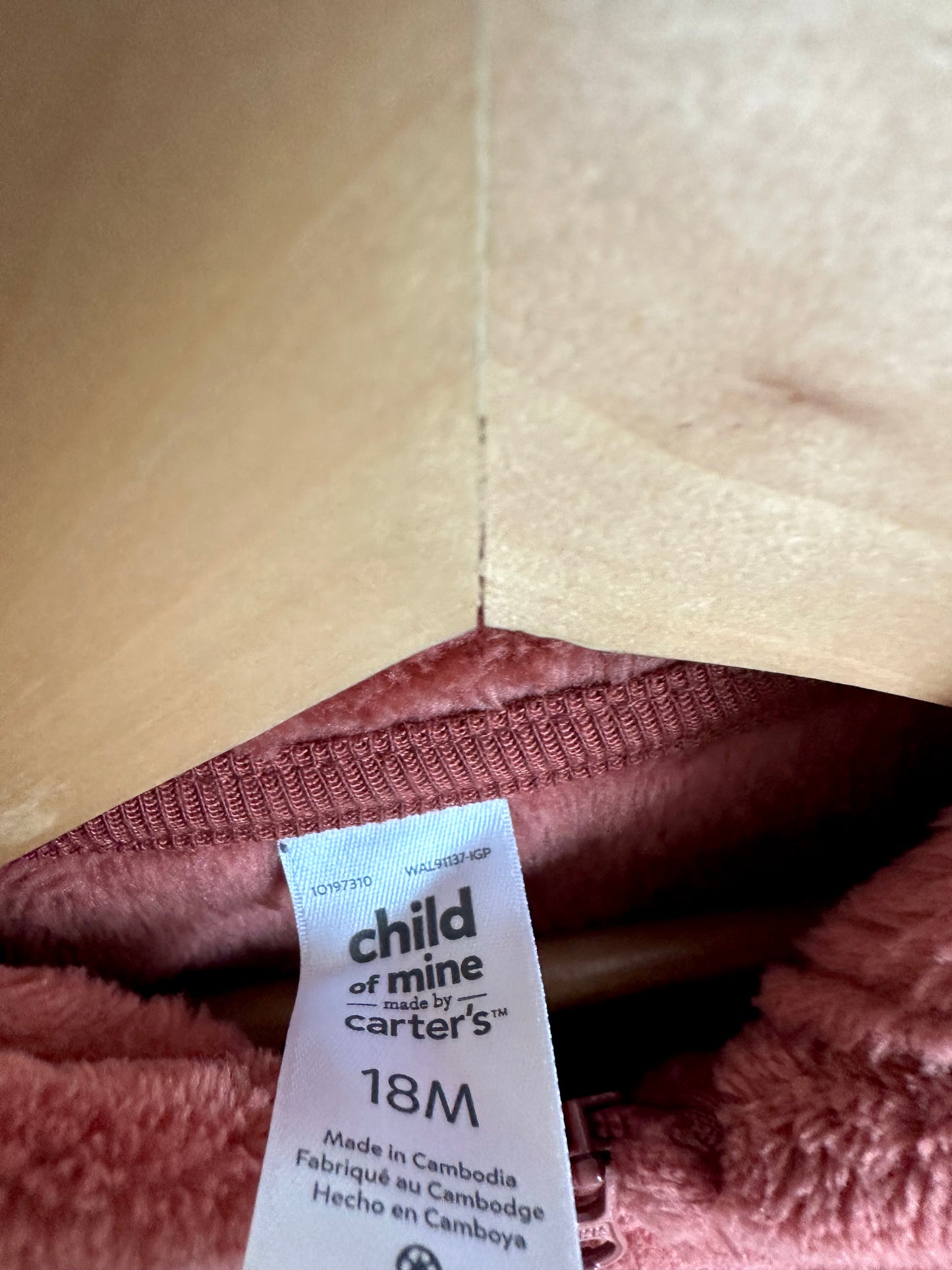 Fuzzy Bear Ear Zip Hoodie / 18m