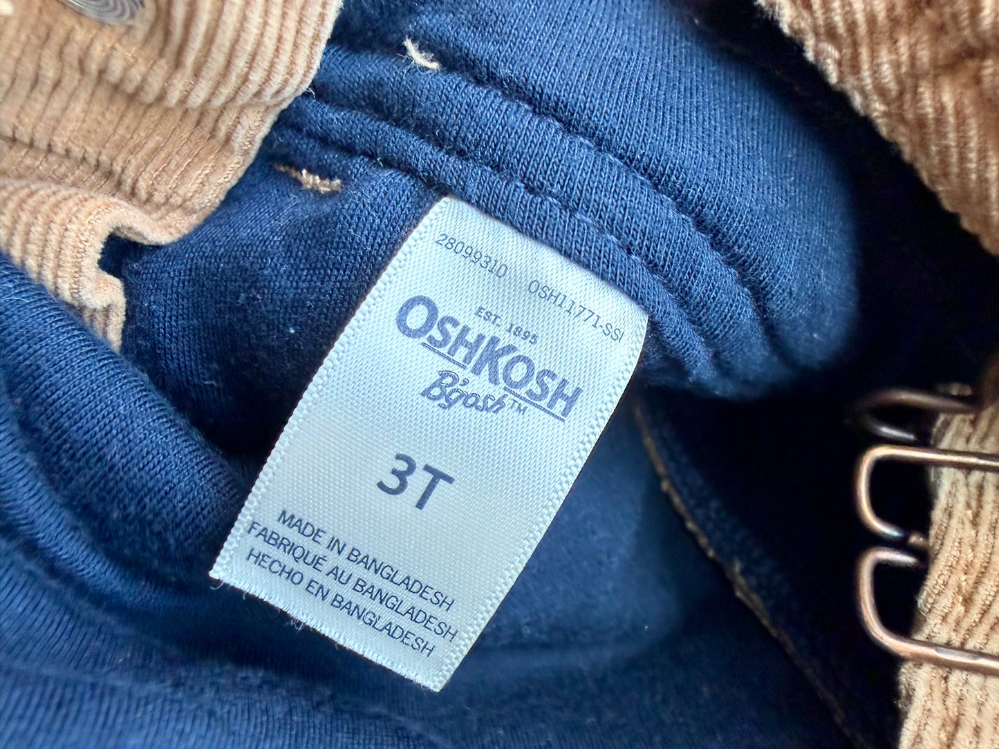 OshKosh Tan Ribbed Overalls / 3T