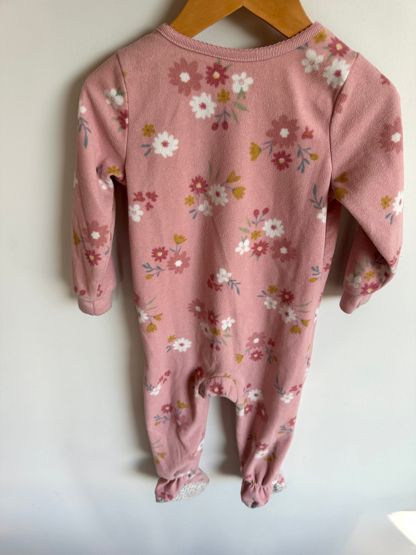 Fleece Pink Flower Sleeper / 2T