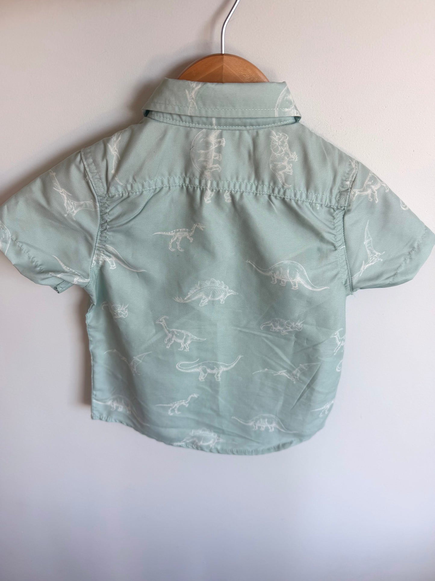 Mint Dino Button Up Dress Shirt / 2T