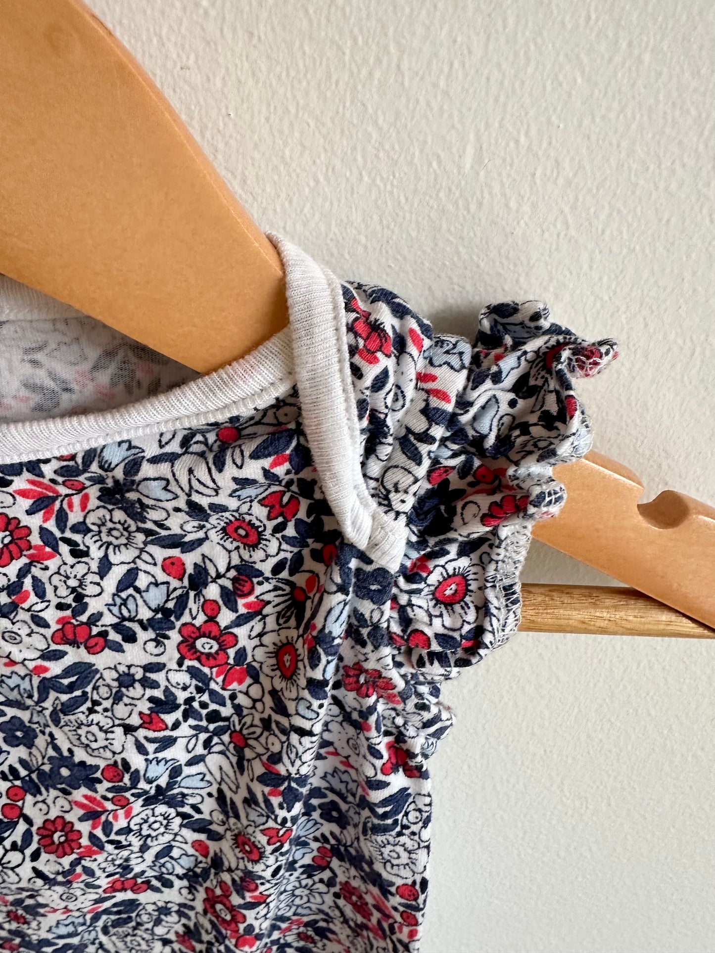 Floral Bodysuit with Ruffle Sleeves / 6-12m