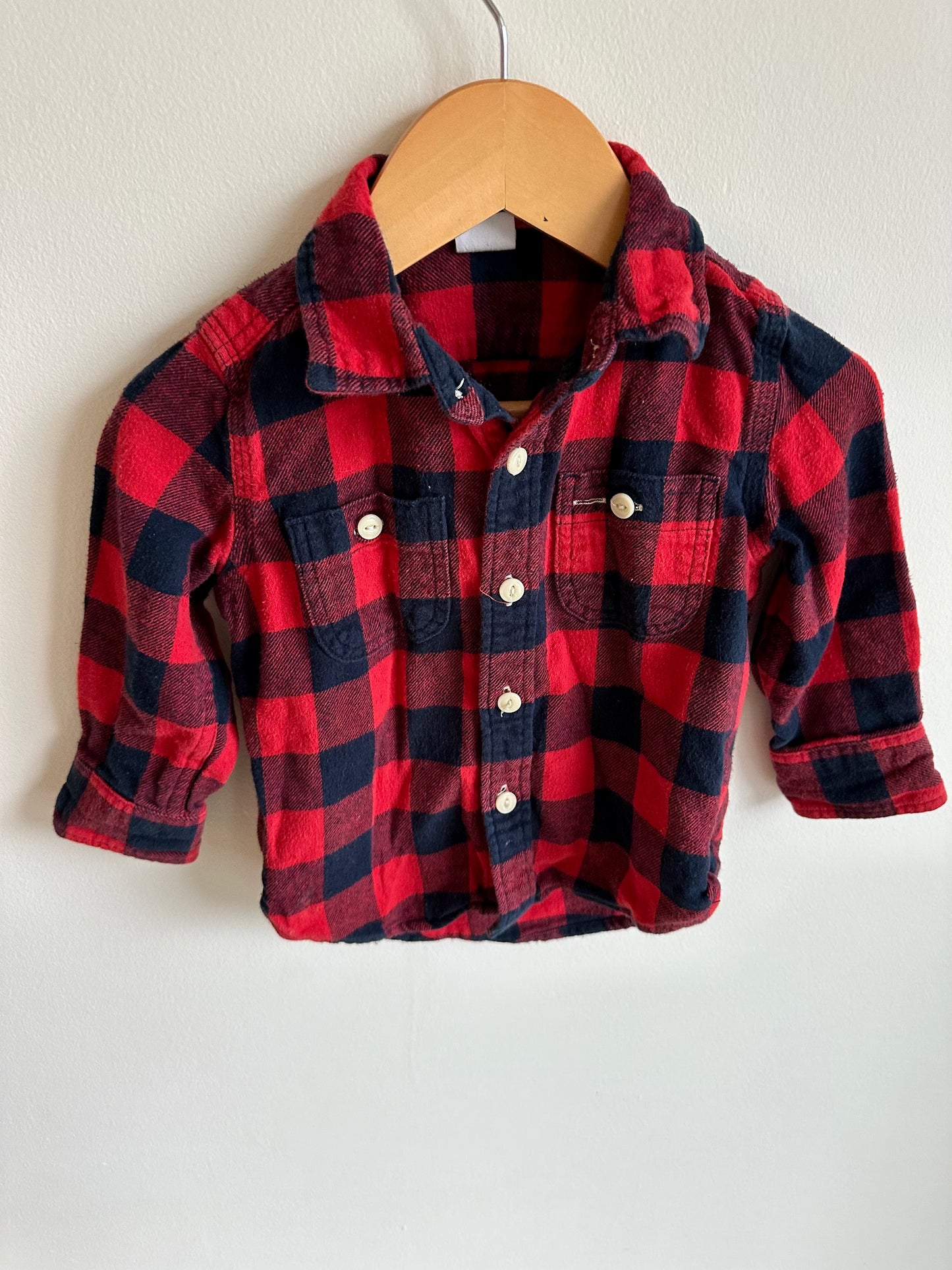 Gap Red + Black Button Up / 18-24m