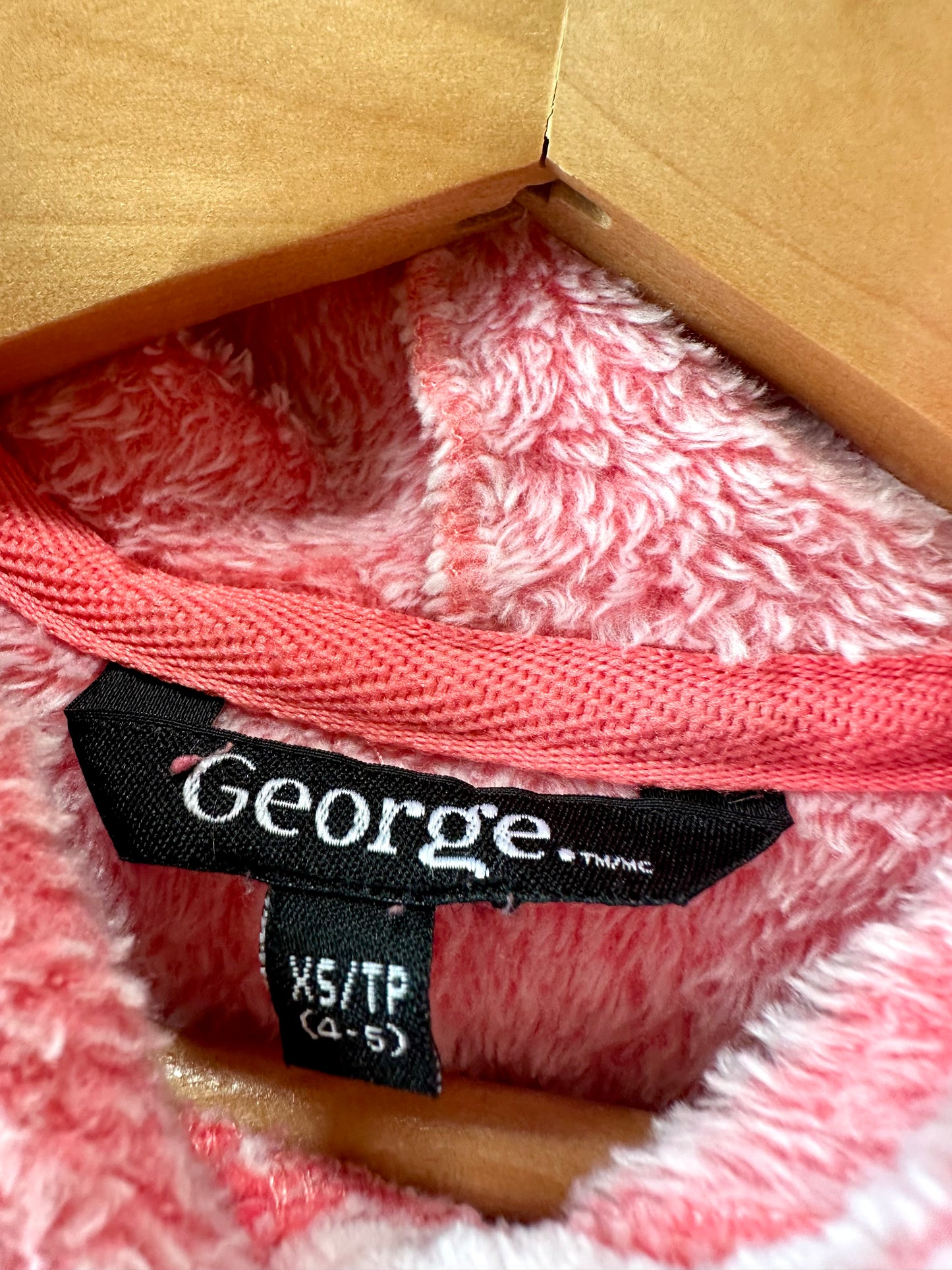 Fleece Pink Heart Hoodie / 4-5T