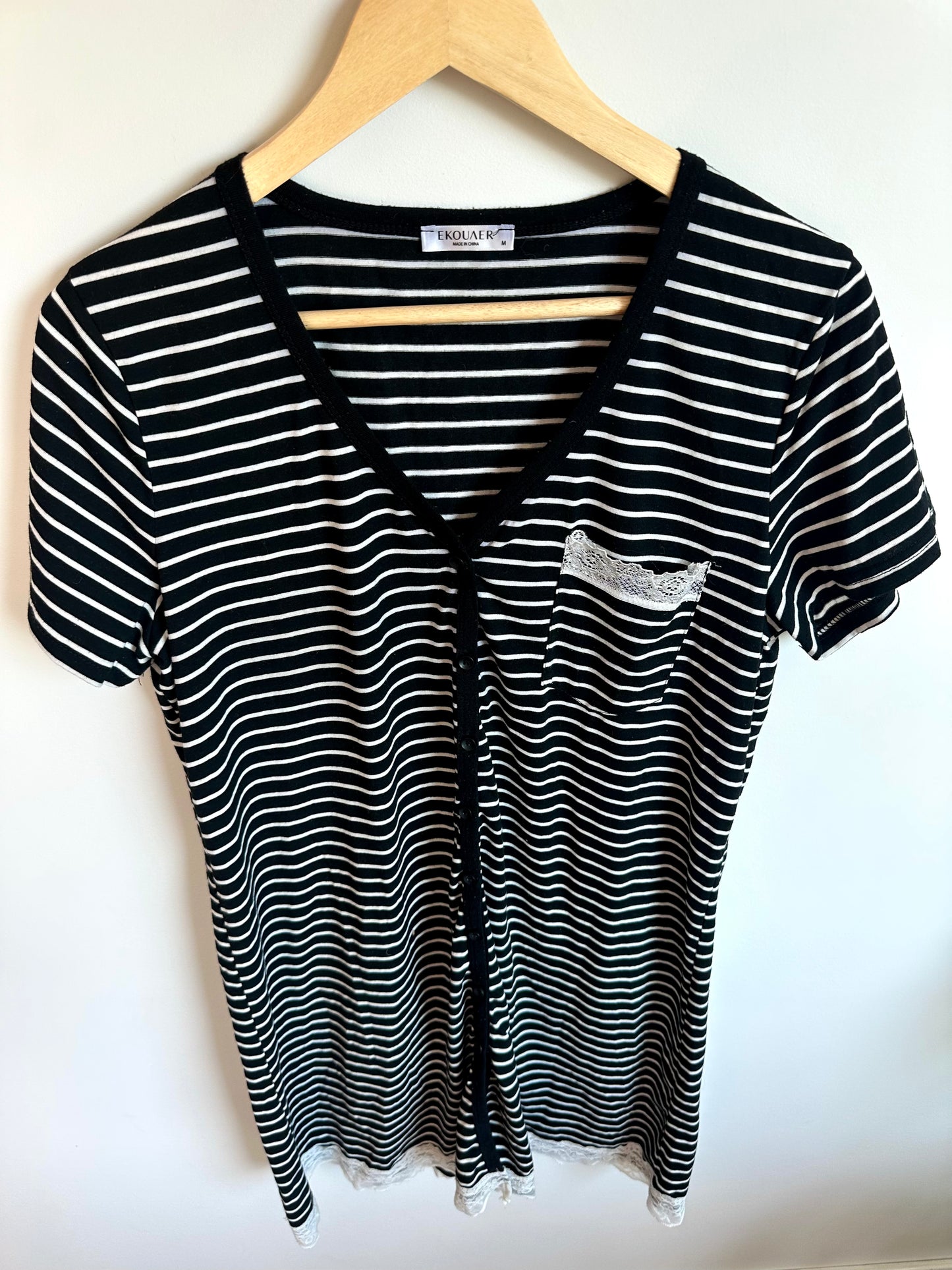Labor Gown Striped Maternity Dress / M